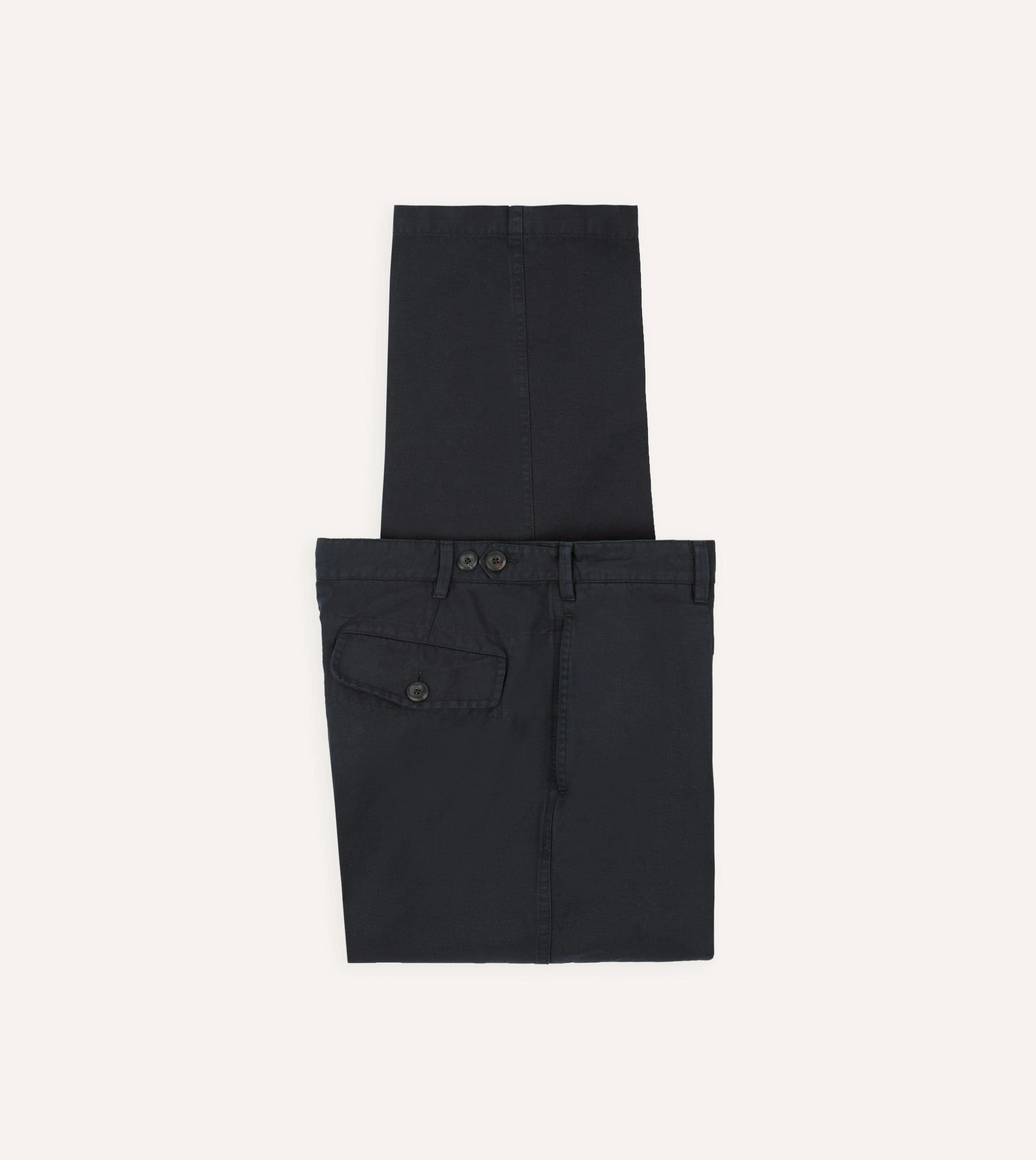 Navy Cotton-Linen Games Trouser sold by Drake's London