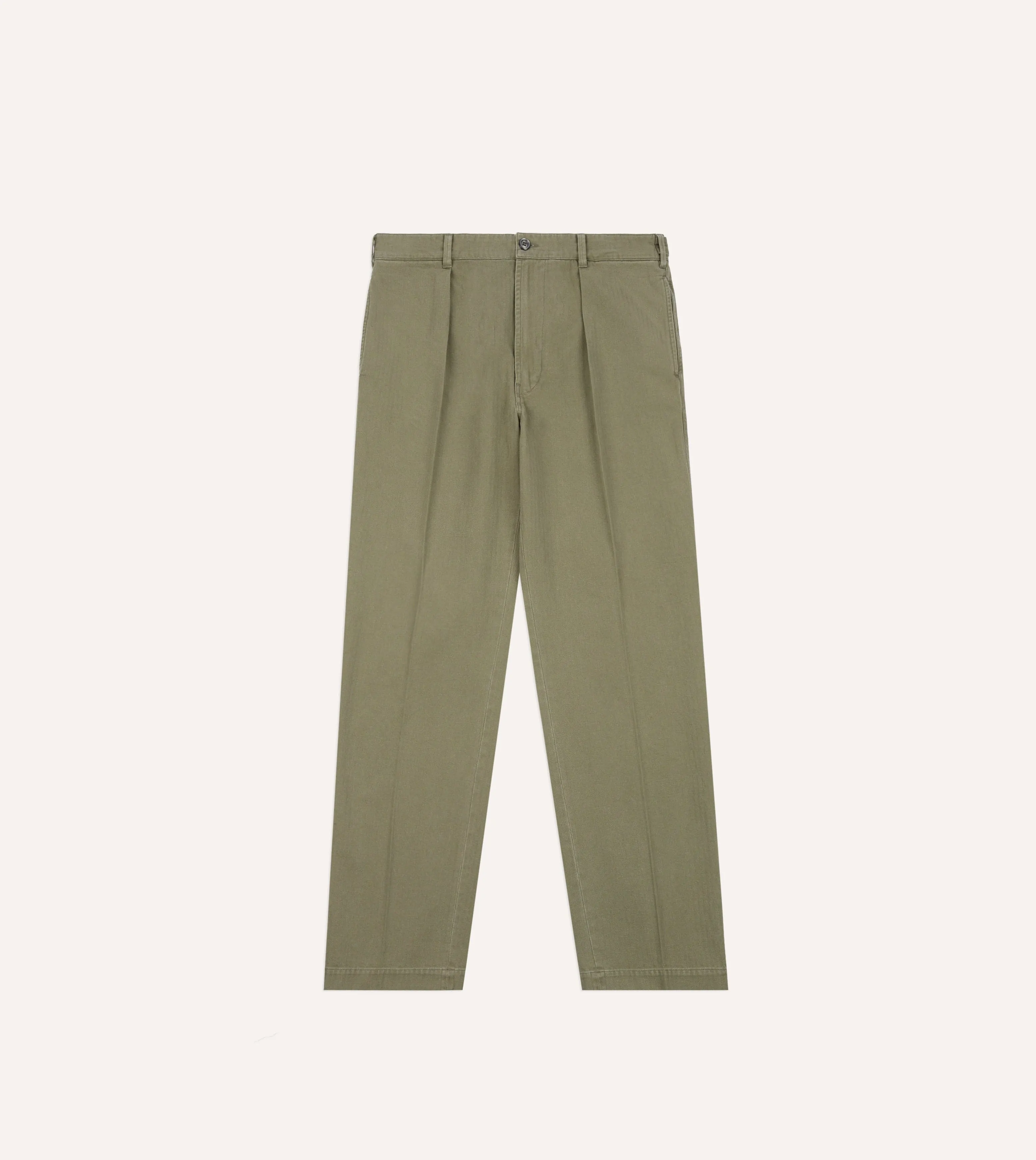 Olive Herringbone Twill Cotton Games Trouser sold by Drake's London product image thumbnail 3