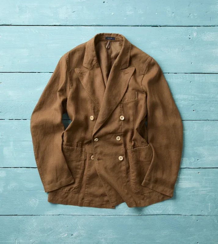 Brown Linen Gabardine Games Blazer Mk. III made by Drake's London