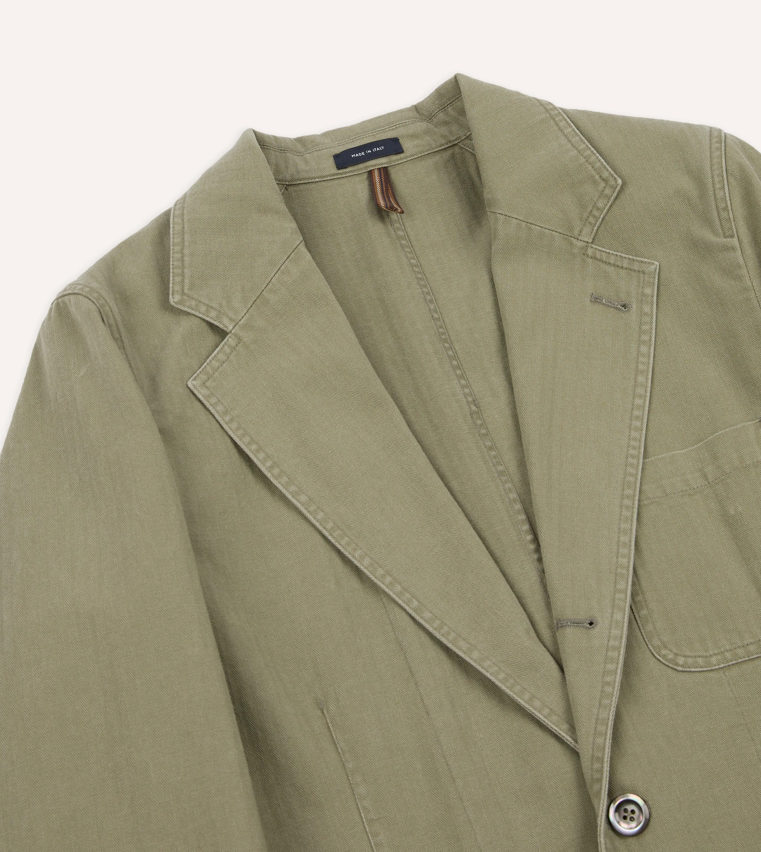Olive Herringbone Twill Cotton Games Blazer Mk. I sold by Drake's London product image thumbnail 5