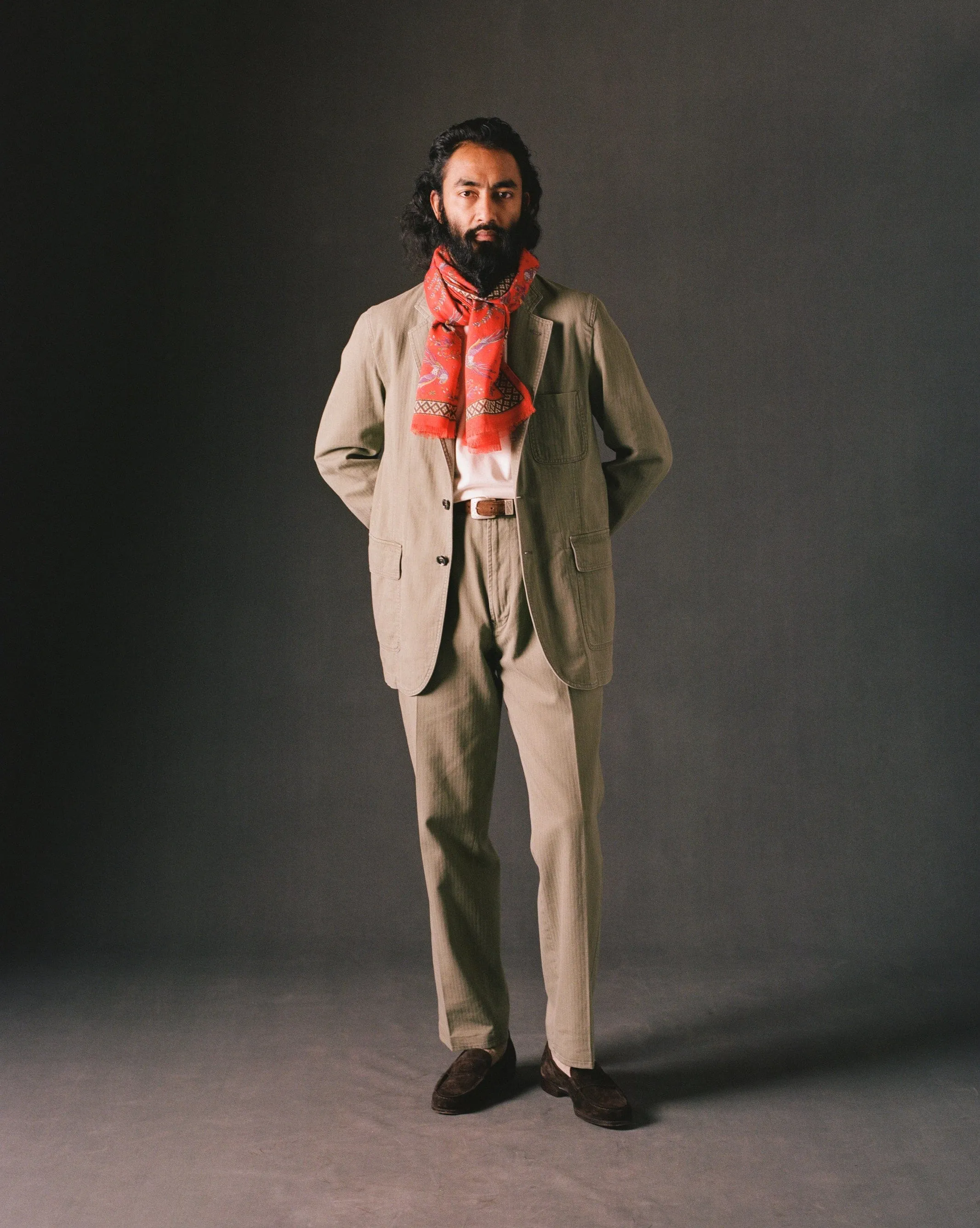 Olive Herringbone Twill Cotton Games Blazer Mk. I sold by Drake's London product image thumbnail 2