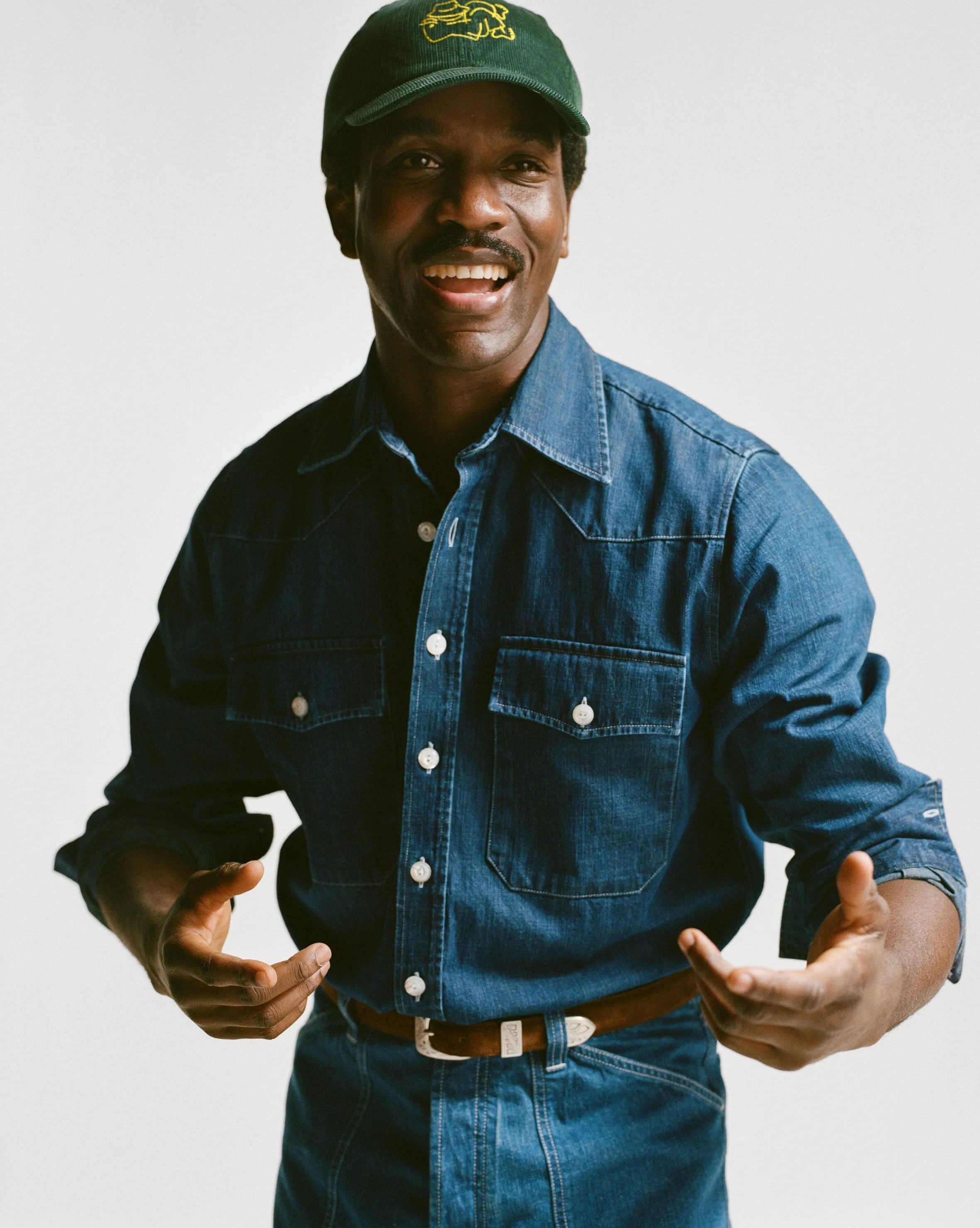 Indigo Rinse Denim Two-Pocket Western Shirt sold by Drake's London