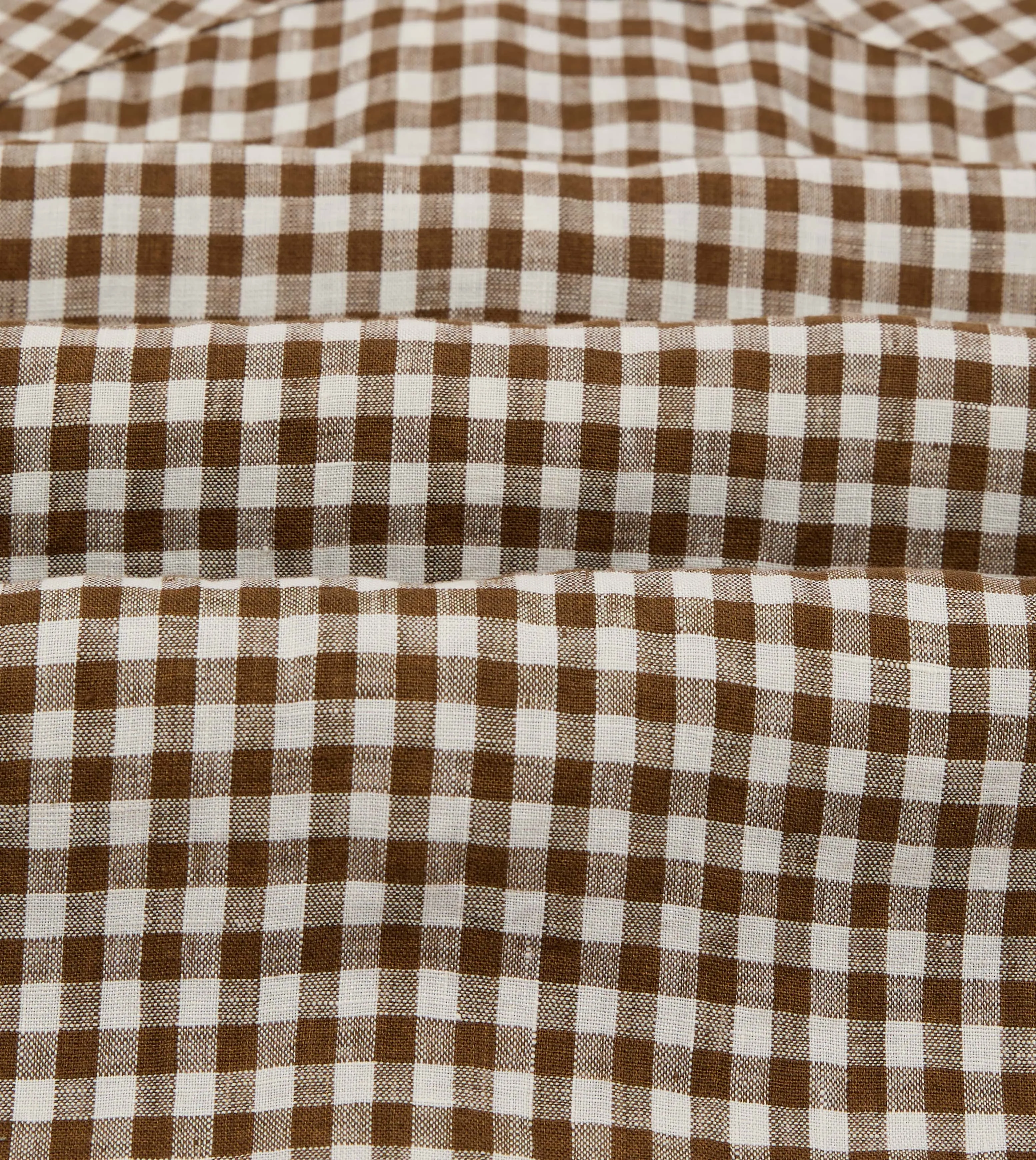Brown Gingham Check Linen Two-Pocket Western Shirt sold by Drake's London product image thumbnail 4