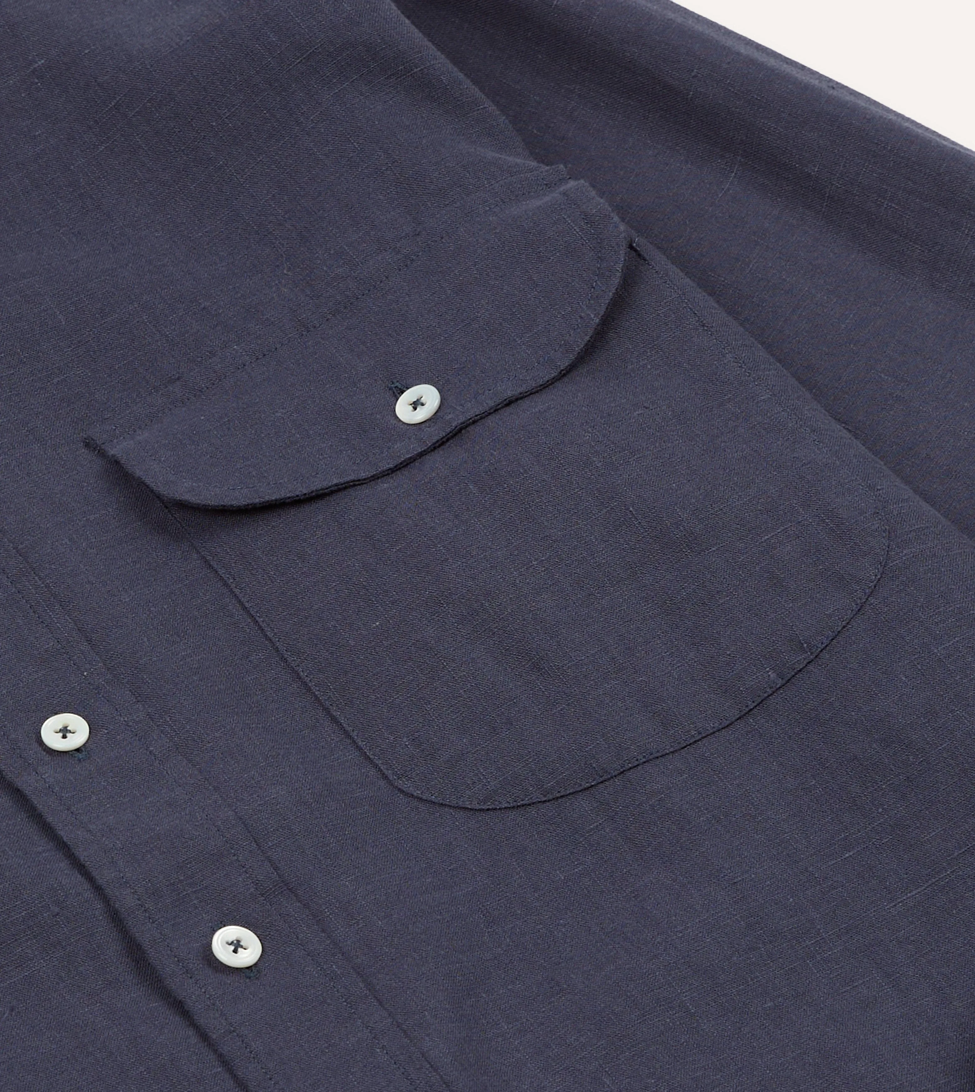 Navy Linen Button-Down Collar Shirt sold by Drake's London product image thumbnail 4