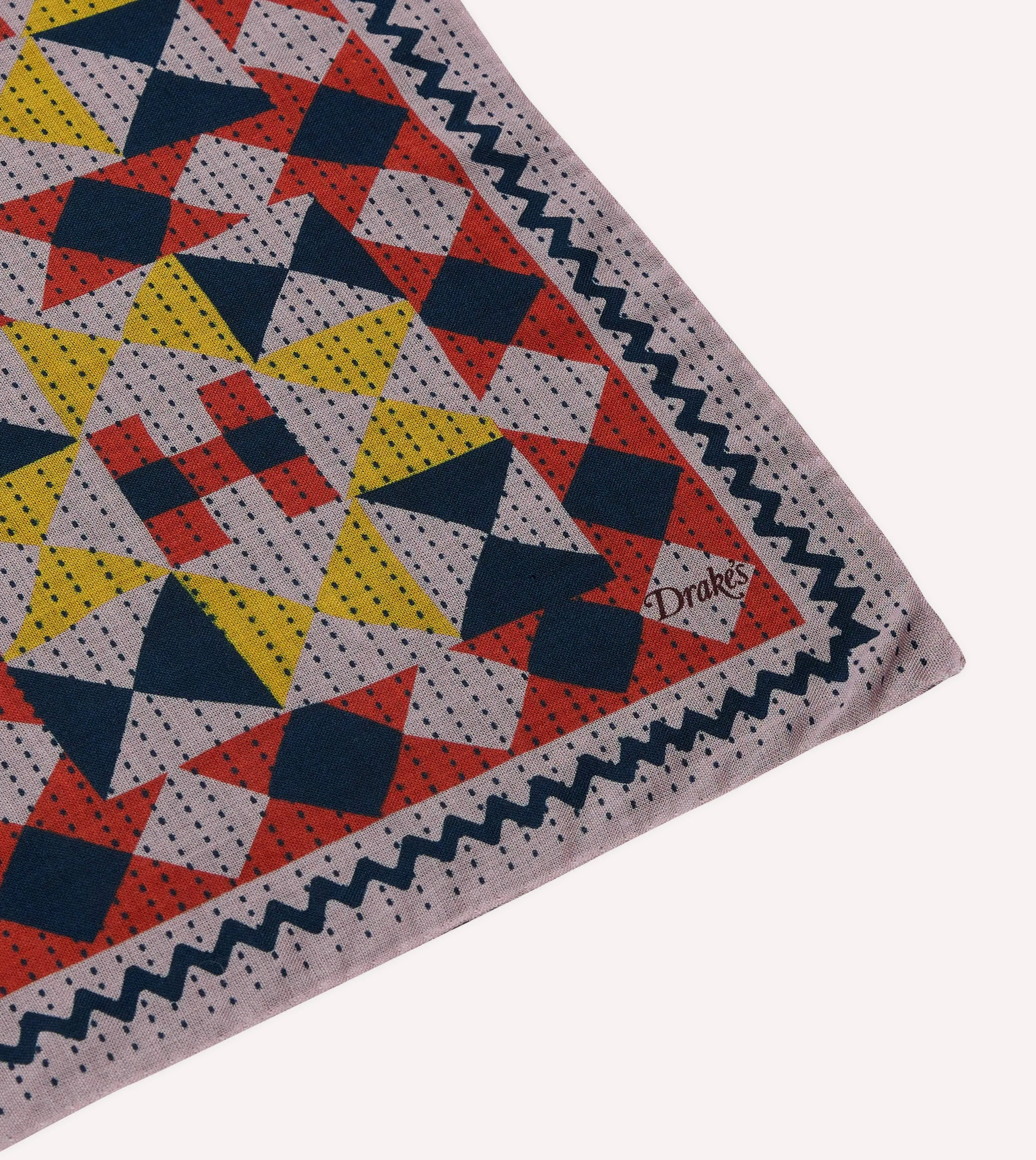 Pink Patchwork Print Wool-Silk Bandana sold by Drake's London product image thumbnail 5