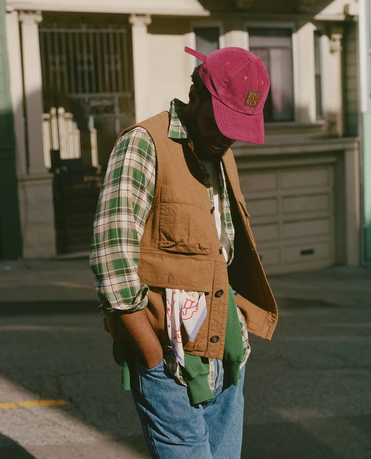 Green Check Cotton Two-Pocket Work Shirt sold by Drake's London product image thumbnail 2