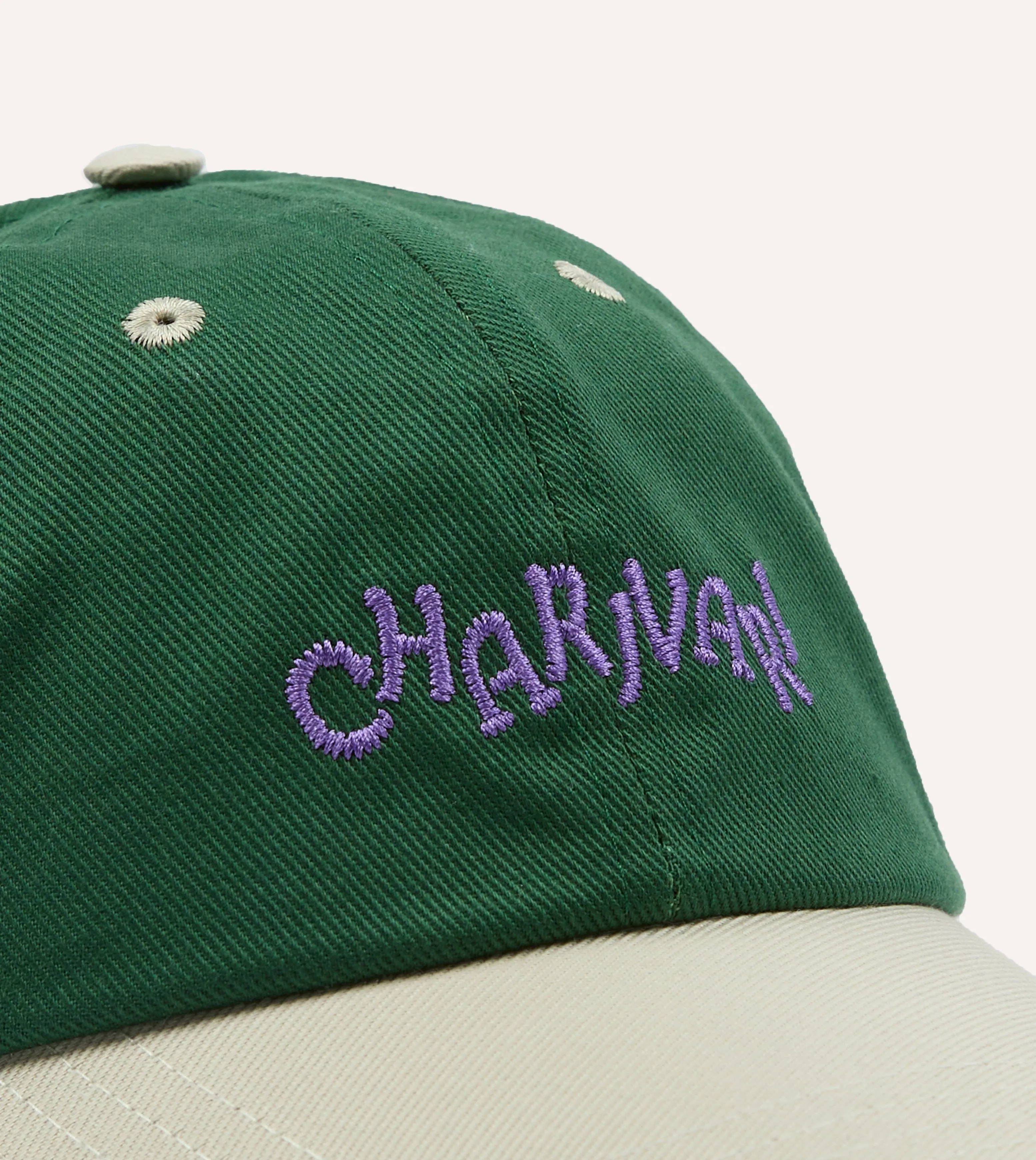 Green and Ecru 'Charivari' Cotton Twill Baseball Cap sold by Drake's London product image thumbnail 3
