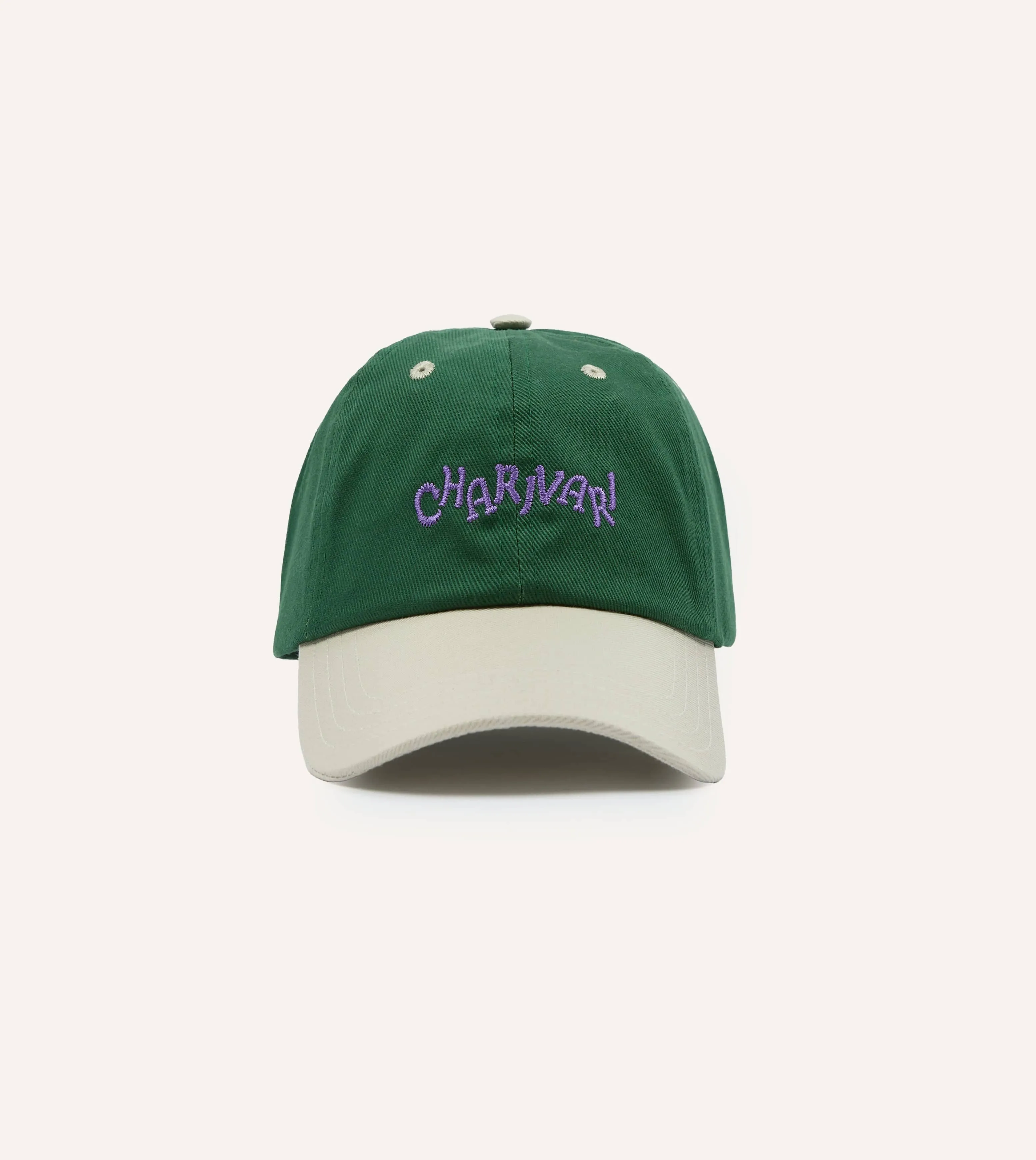 Green and Ecru 'Charivari' Cotton Twill Baseball Cap sold by Drake's London