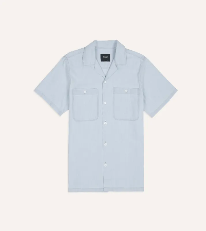 Blue Chambay Short Sleeve Camp Collar Shirt made by Drake's London