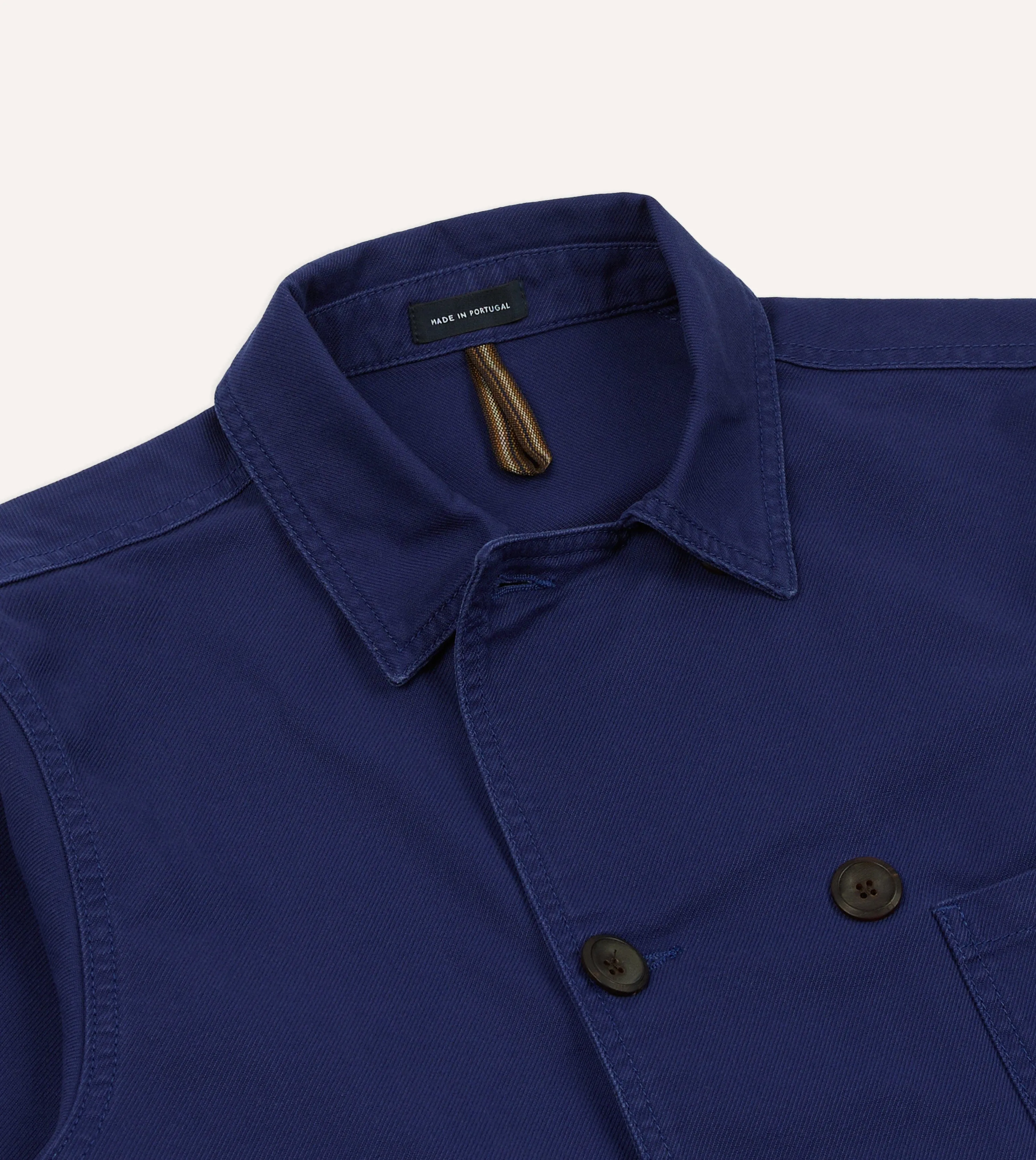 French Blue Cotton Serge Double-Breasted Chore Coat sold by Drake's London product image thumbnail 5