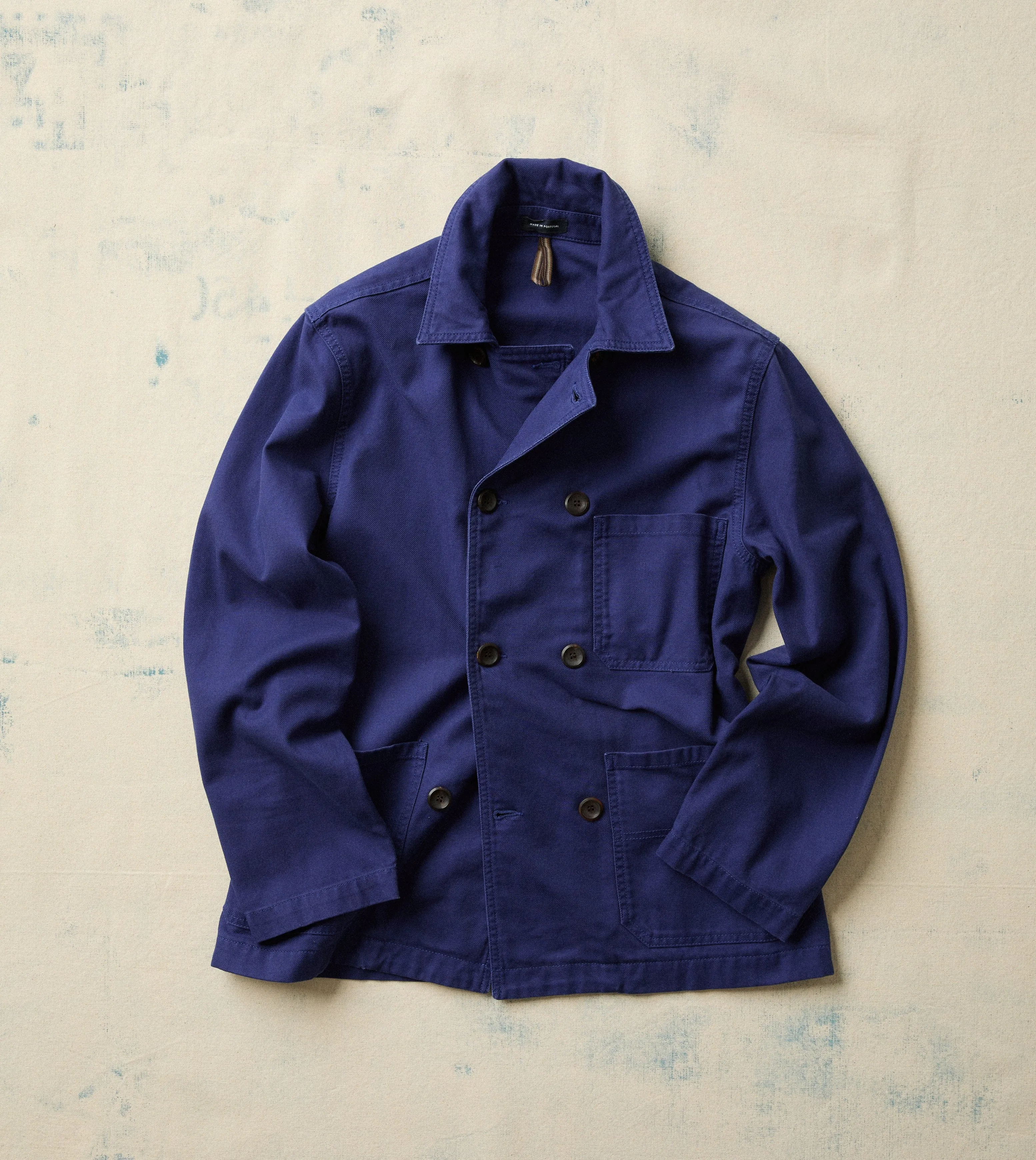 French Blue Cotton Serge Double-Breasted Chore Coat sold by Drake's London product image thumbnail 2