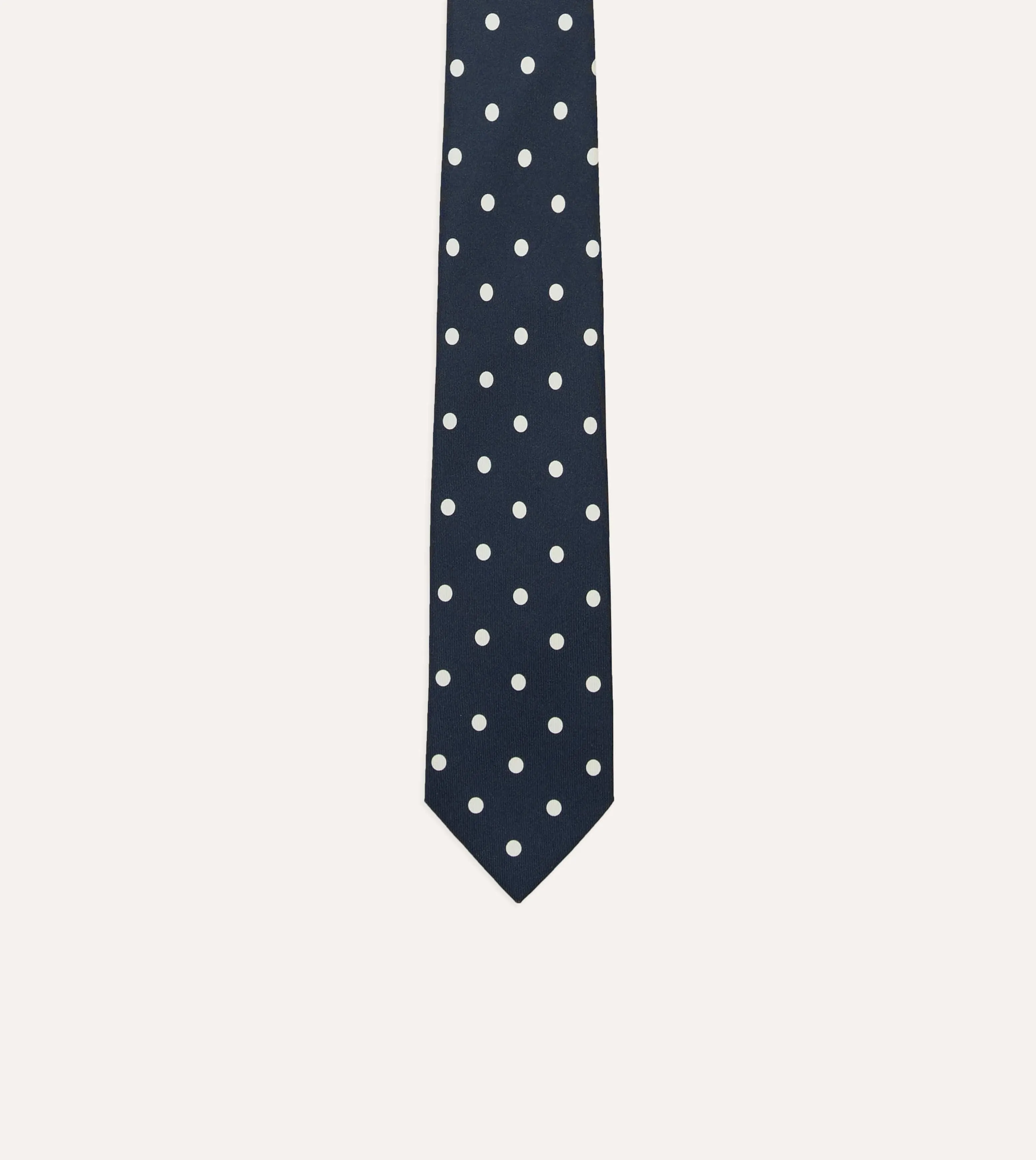 Navy Mini Polka Dot Silk Self-Tipped Tie sold by Drake's London product image thumbnail 3