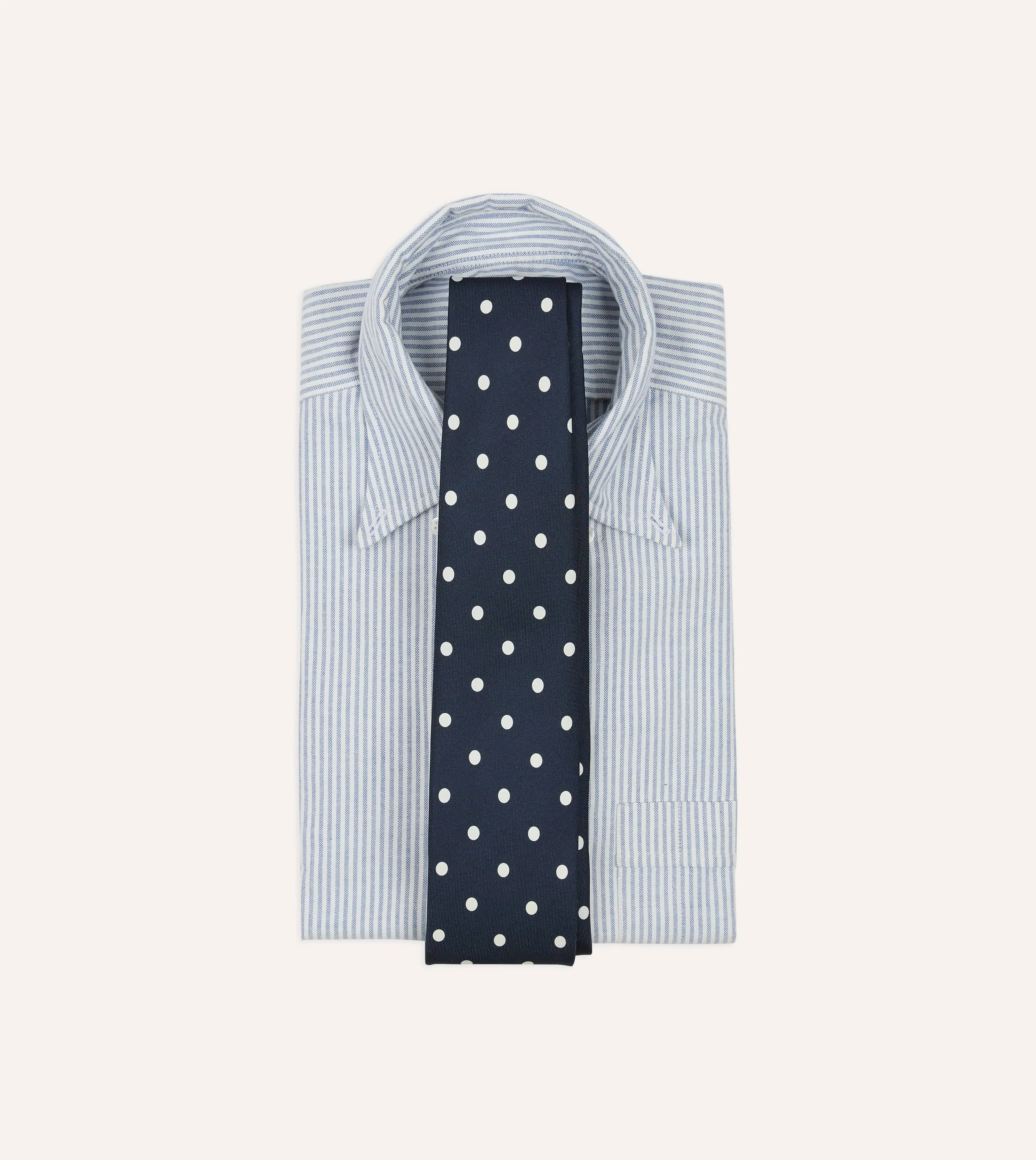 Navy Mini Polka Dot Silk Self-Tipped Tie sold by Drake's London product image thumbnail 2