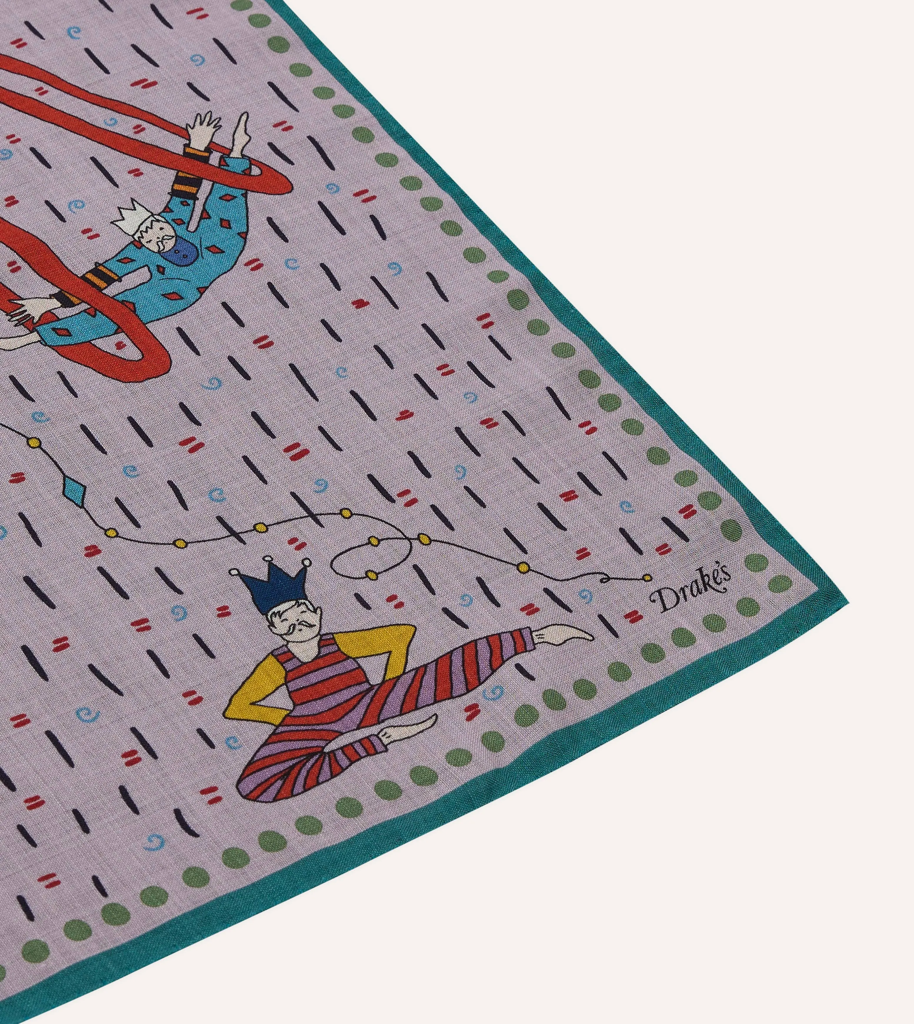 Lilac Acrobat Print Wool-Silk Bandana sold by Drake's London product image thumbnail 5