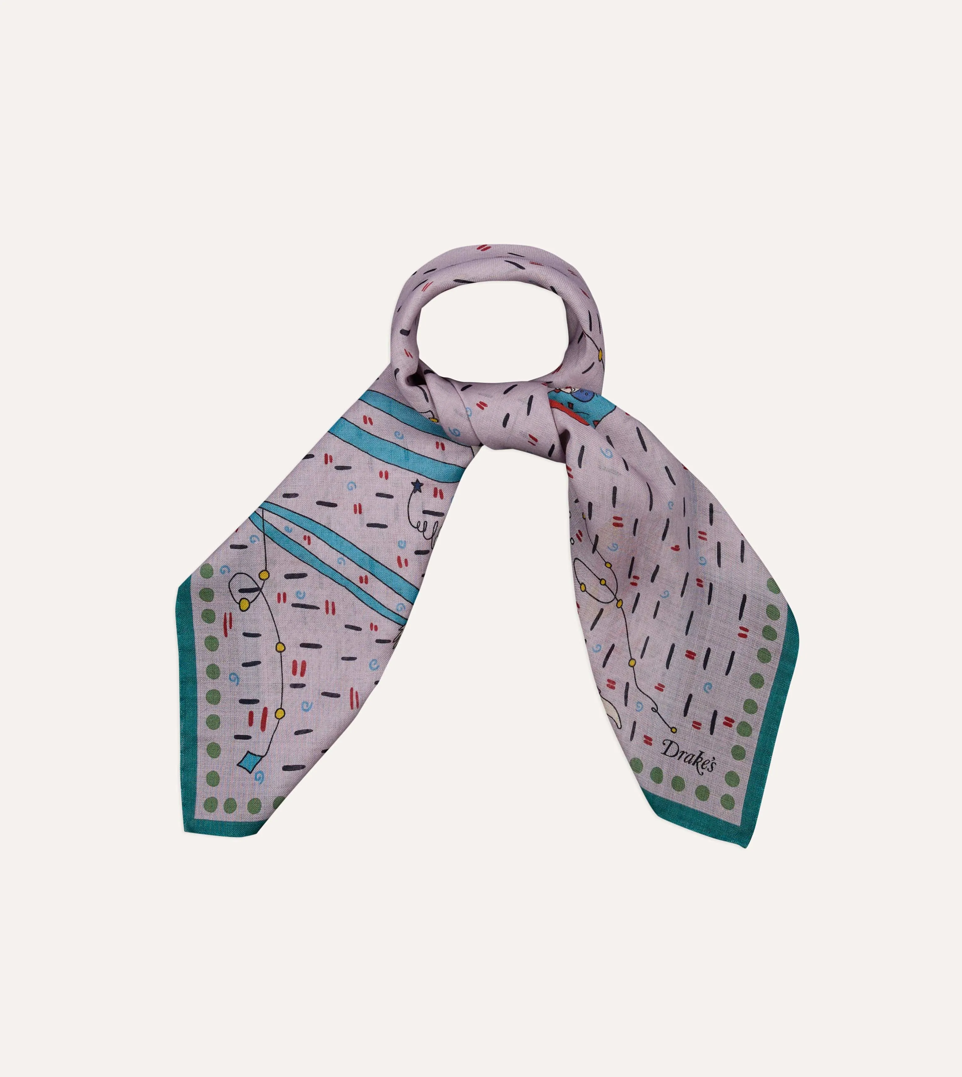 Lilac Acrobat Print Wool-Silk Bandana sold by Drake's London product image thumbnail 3
