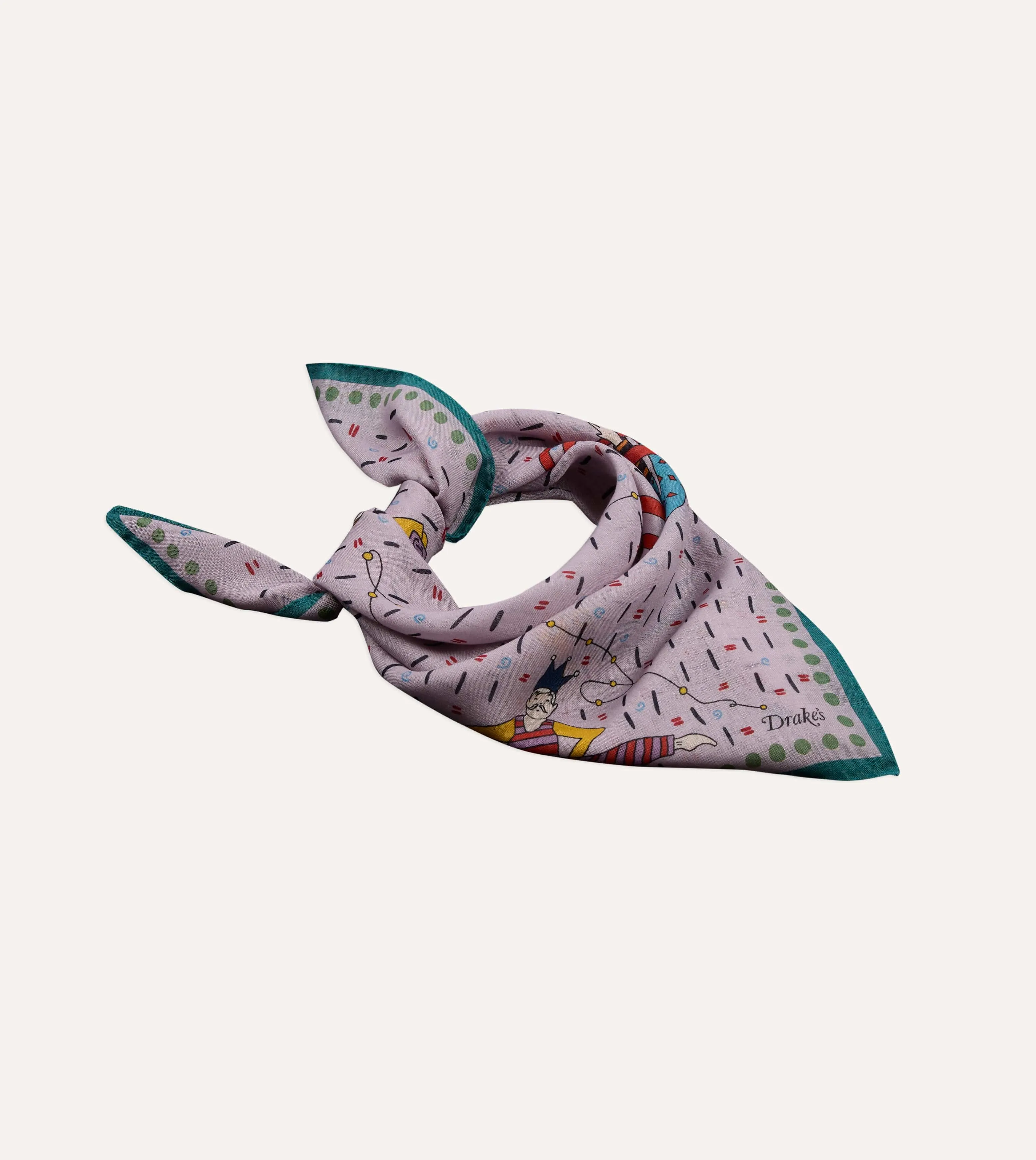 Lilac Acrobat Print Wool-Silk Bandana sold by Drake's London product image thumbnail 4