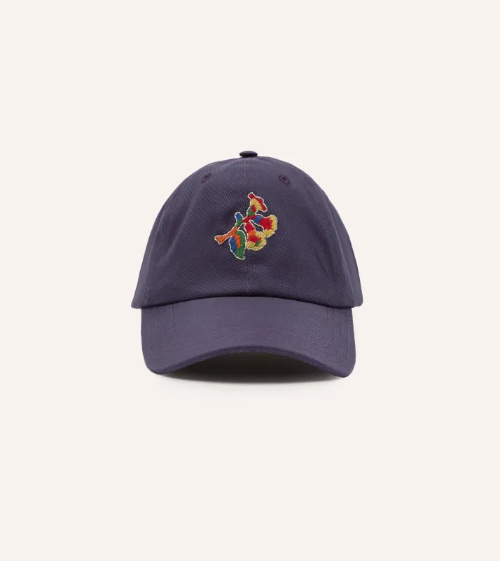 Navy 'Tapisserie' Cotton Twill Baseball Cap made by Drake's London