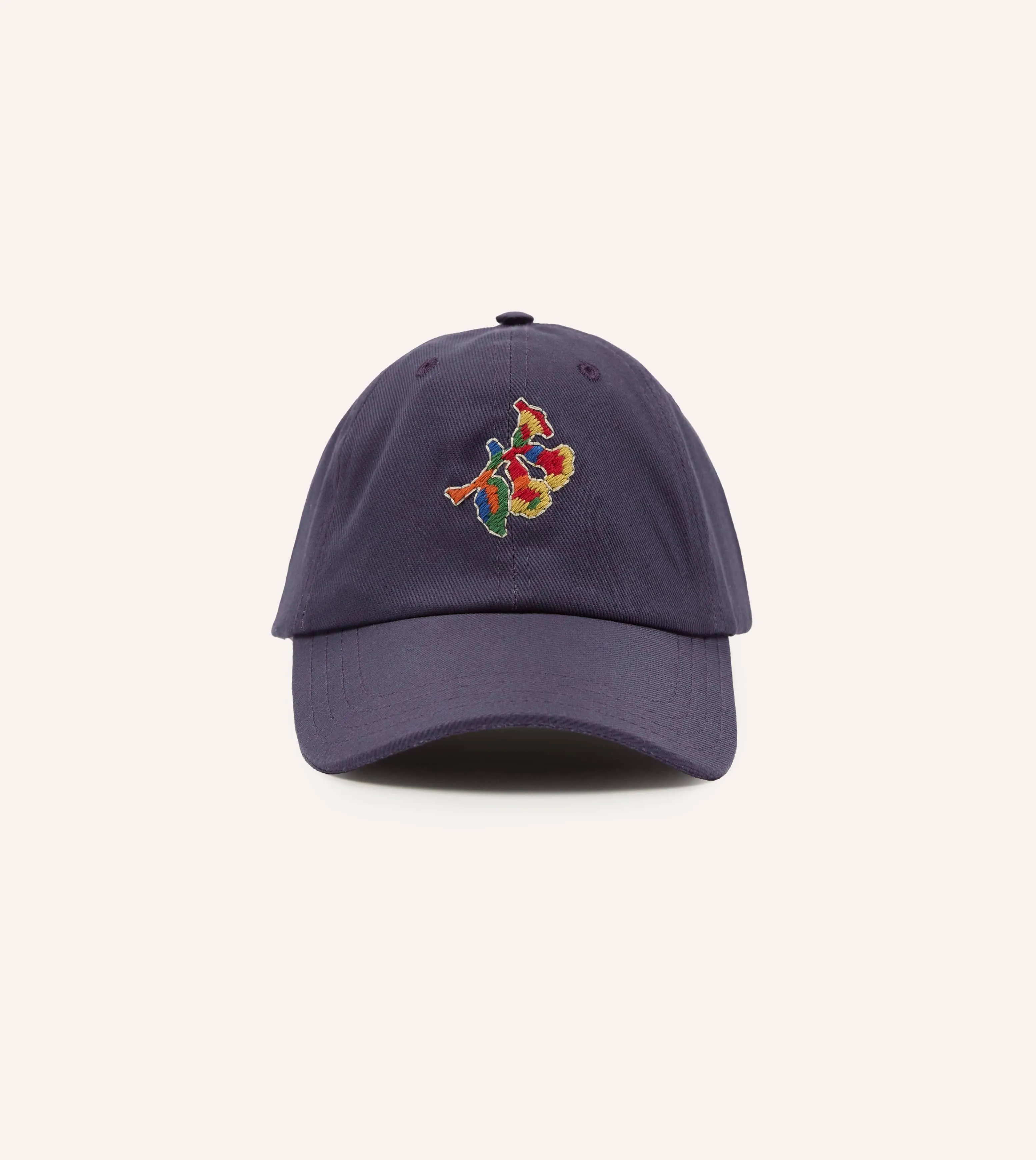 Navy 'Tapisserie' Cotton Twill Baseball Cap sold by Drake's London