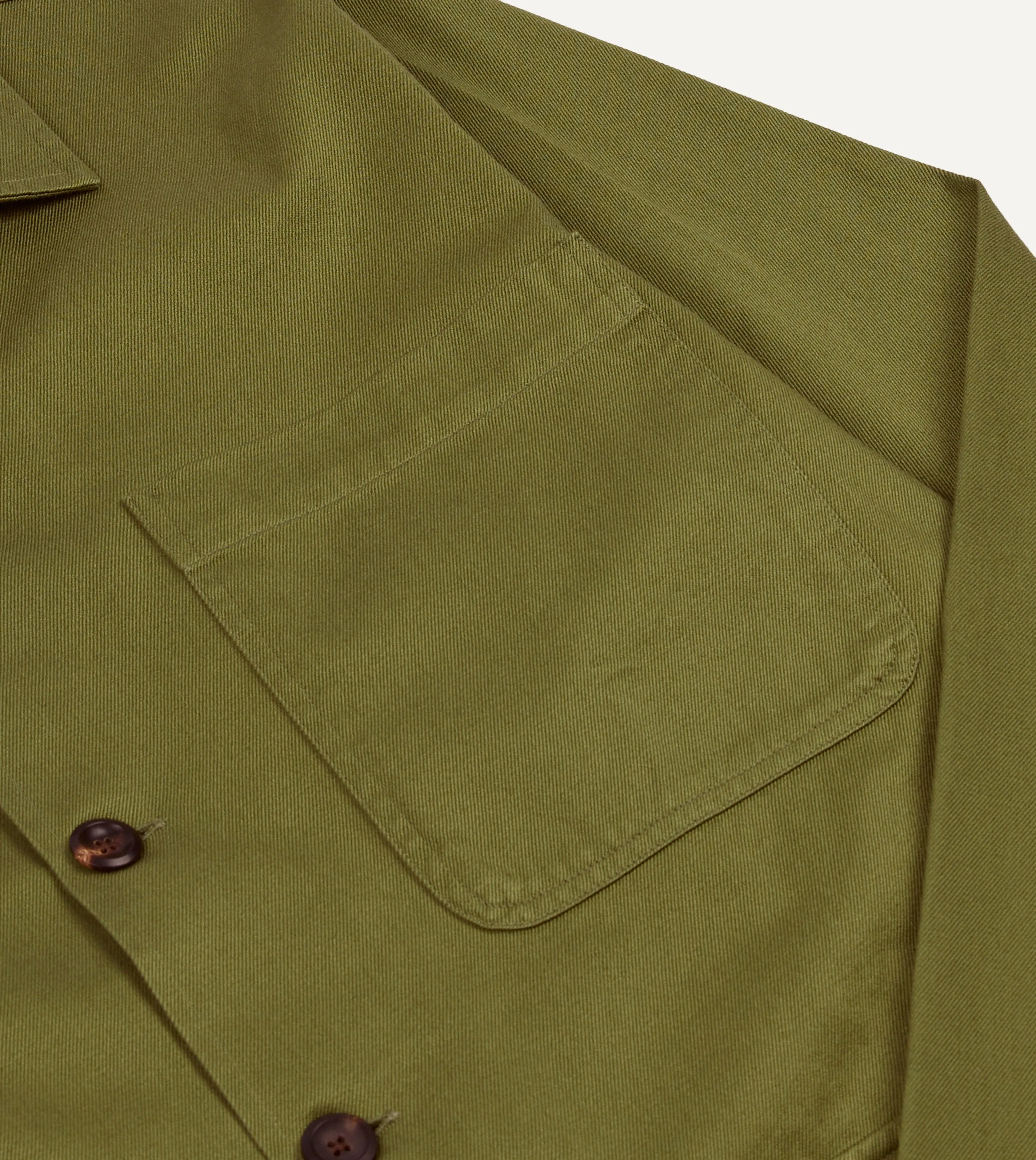 Green Cotton Twill Three-Pocket Overshirt sold by Drake's London product image thumbnail 4