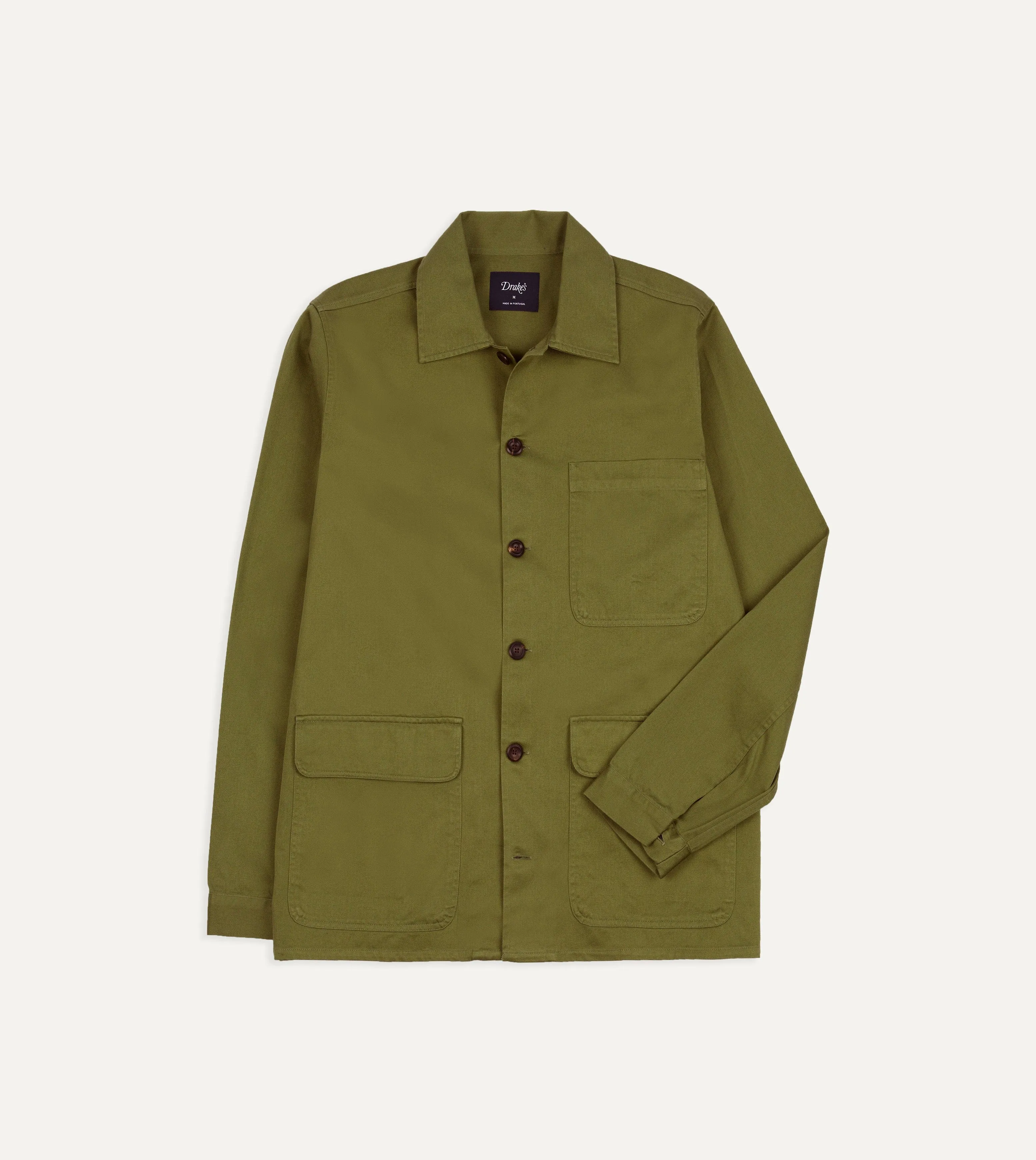 Green Cotton Twill Three-Pocket Overshirt sold by Drake's London