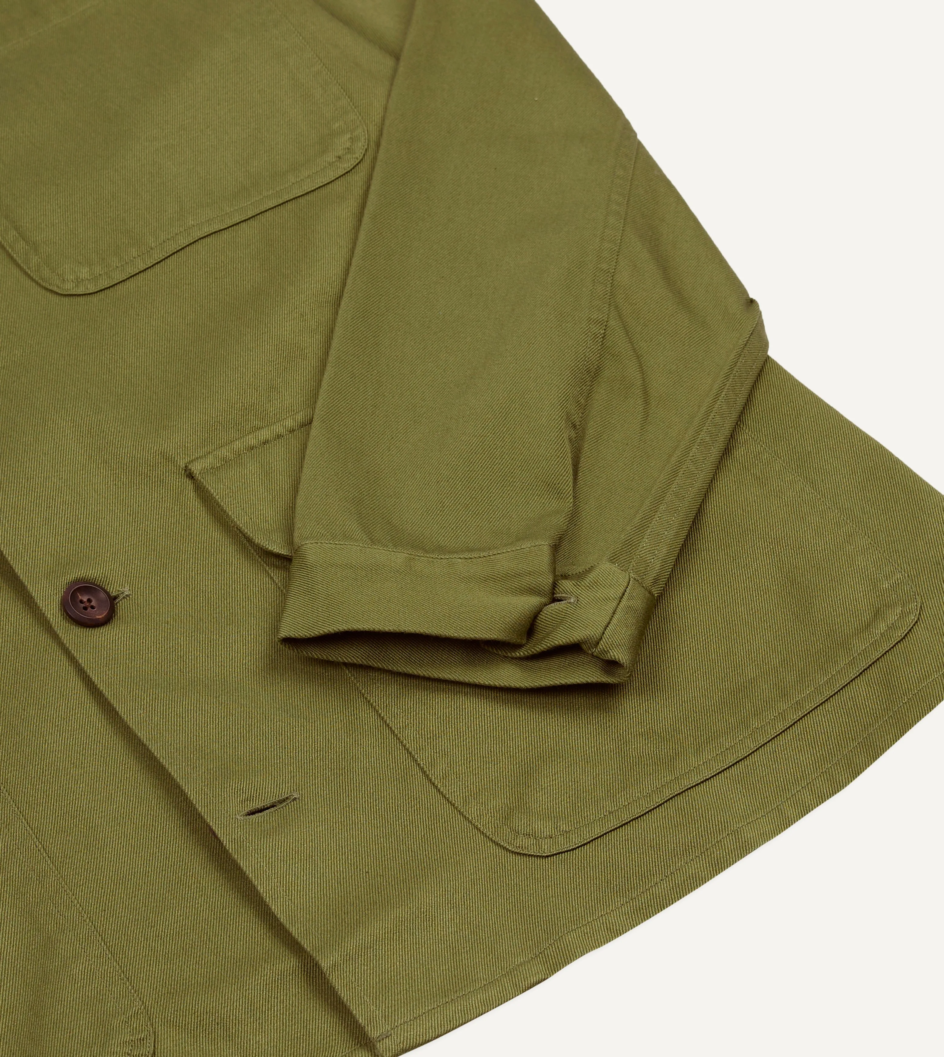 Green Cotton Twill Three-Pocket Overshirt sold by Drake's London product image thumbnail 5