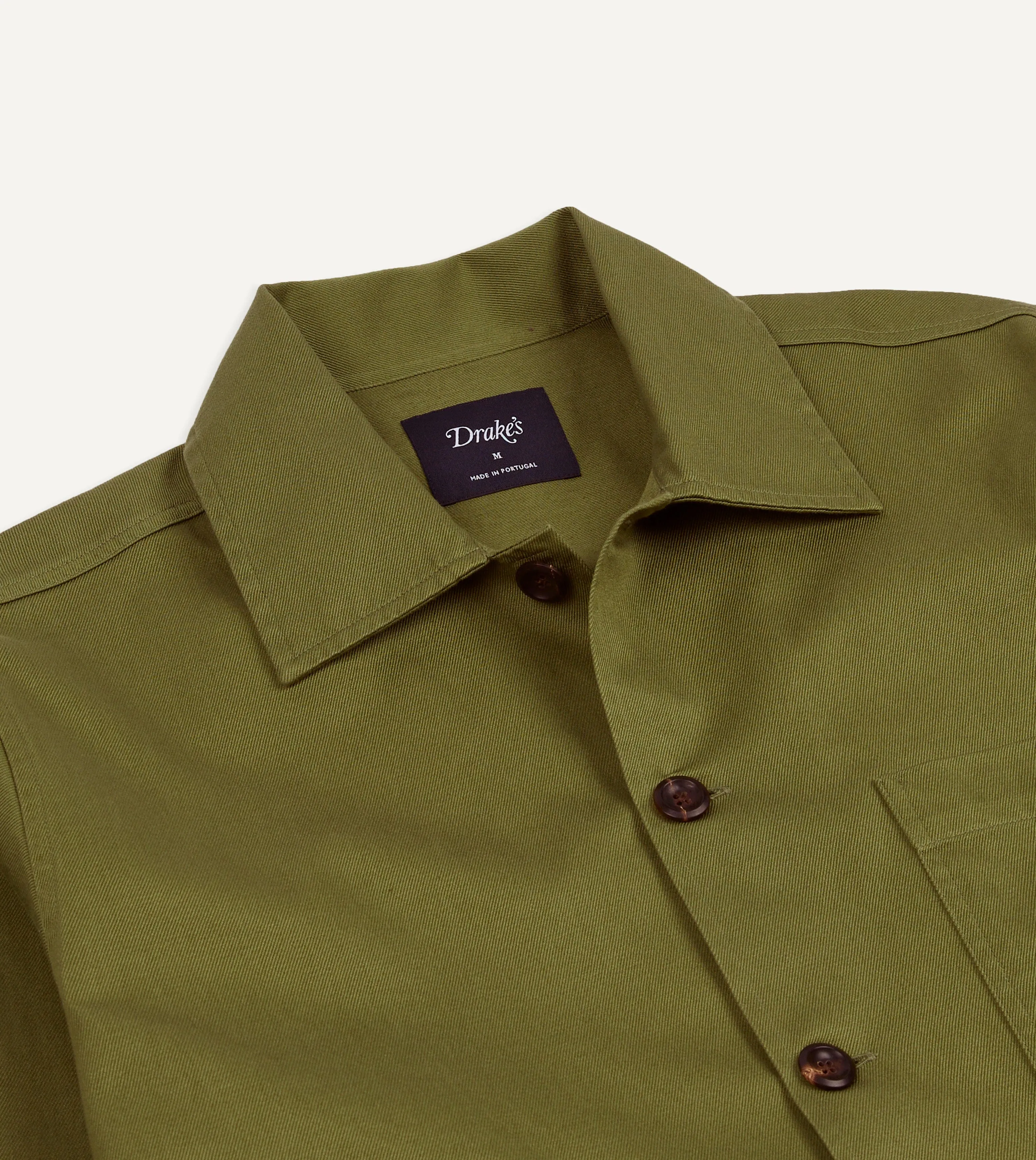 Green Cotton Twill Three-Pocket Overshirt sold by Drake's London product image thumbnail 3