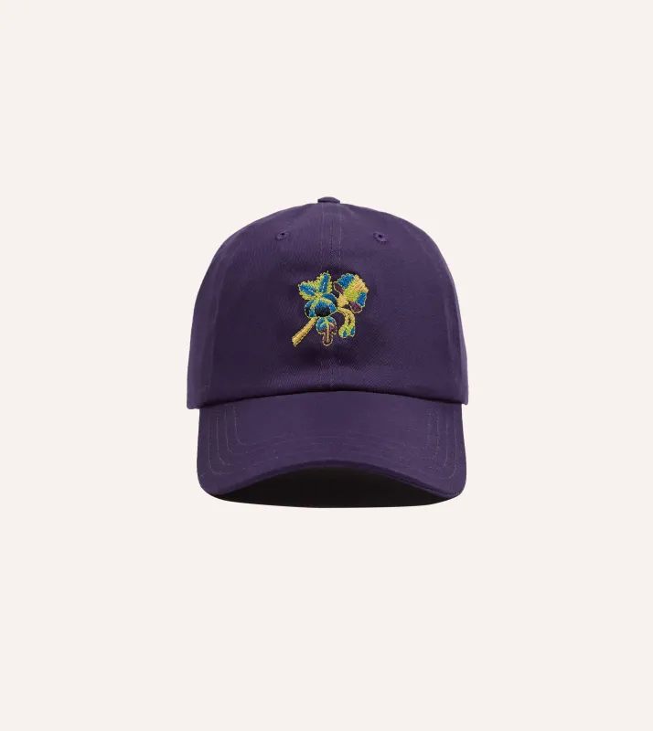 Purple 'Psycha Flower' Cotton Twill Baseball Cap made by Drake's London