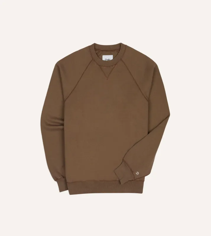 Brown Cotton-Hemp Raglan Sweatshirt made by Drake's London