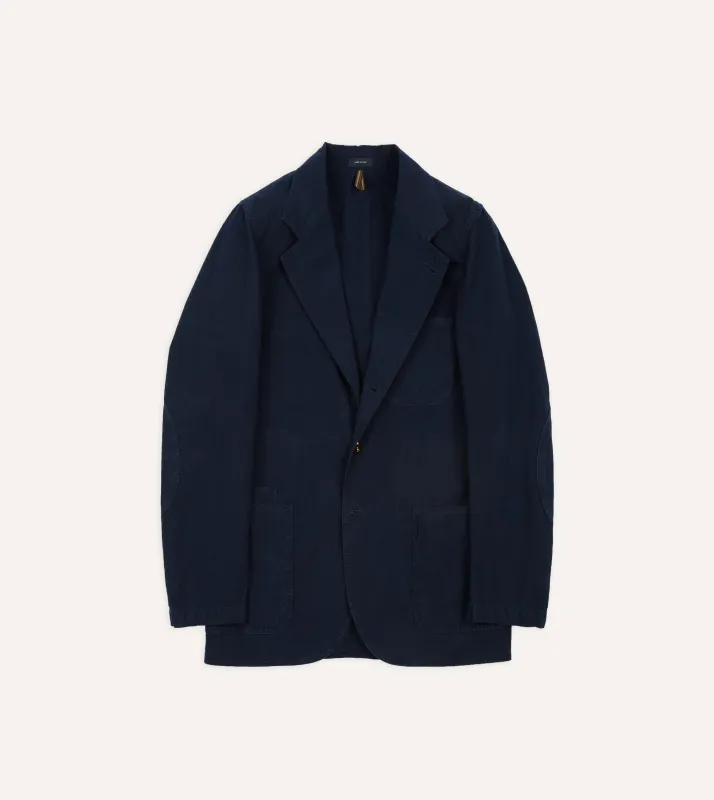 Navy Cotton-Linen Double Layer Games Blazer made by Drake's London