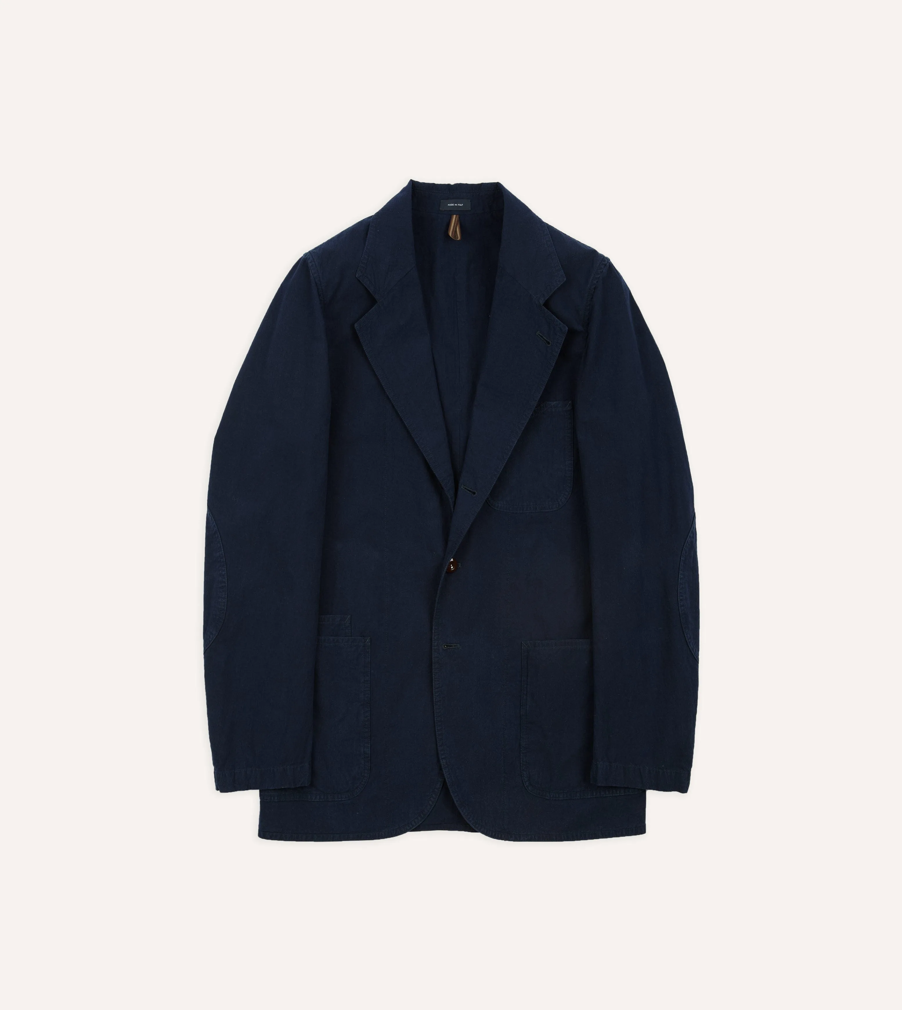 Navy Cotton-Linen Double Layer Games Blazer sold by Drake's London