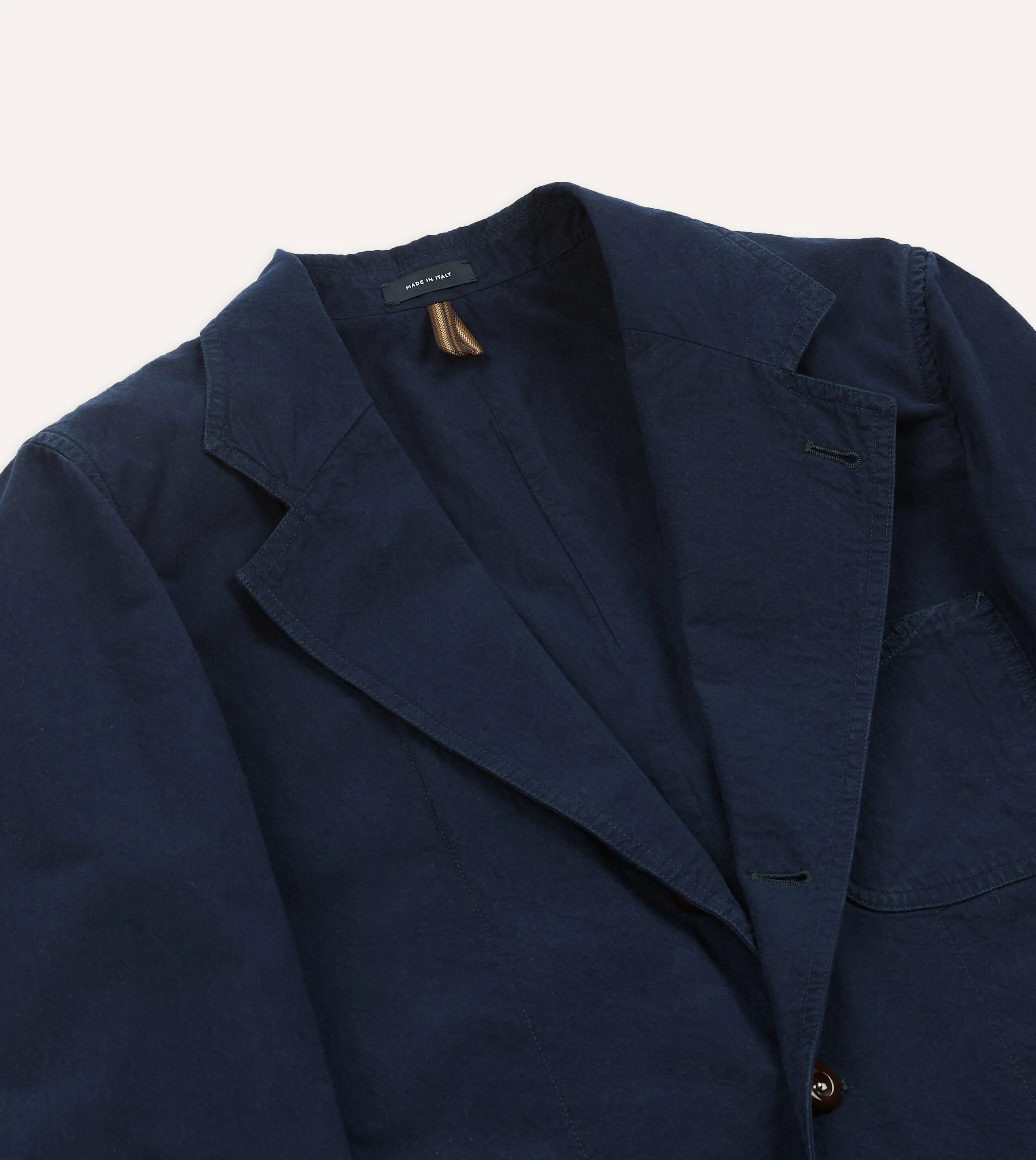 Navy Cotton-Linen Double Layer Games Blazer sold by Drake's London product image thumbnail 3