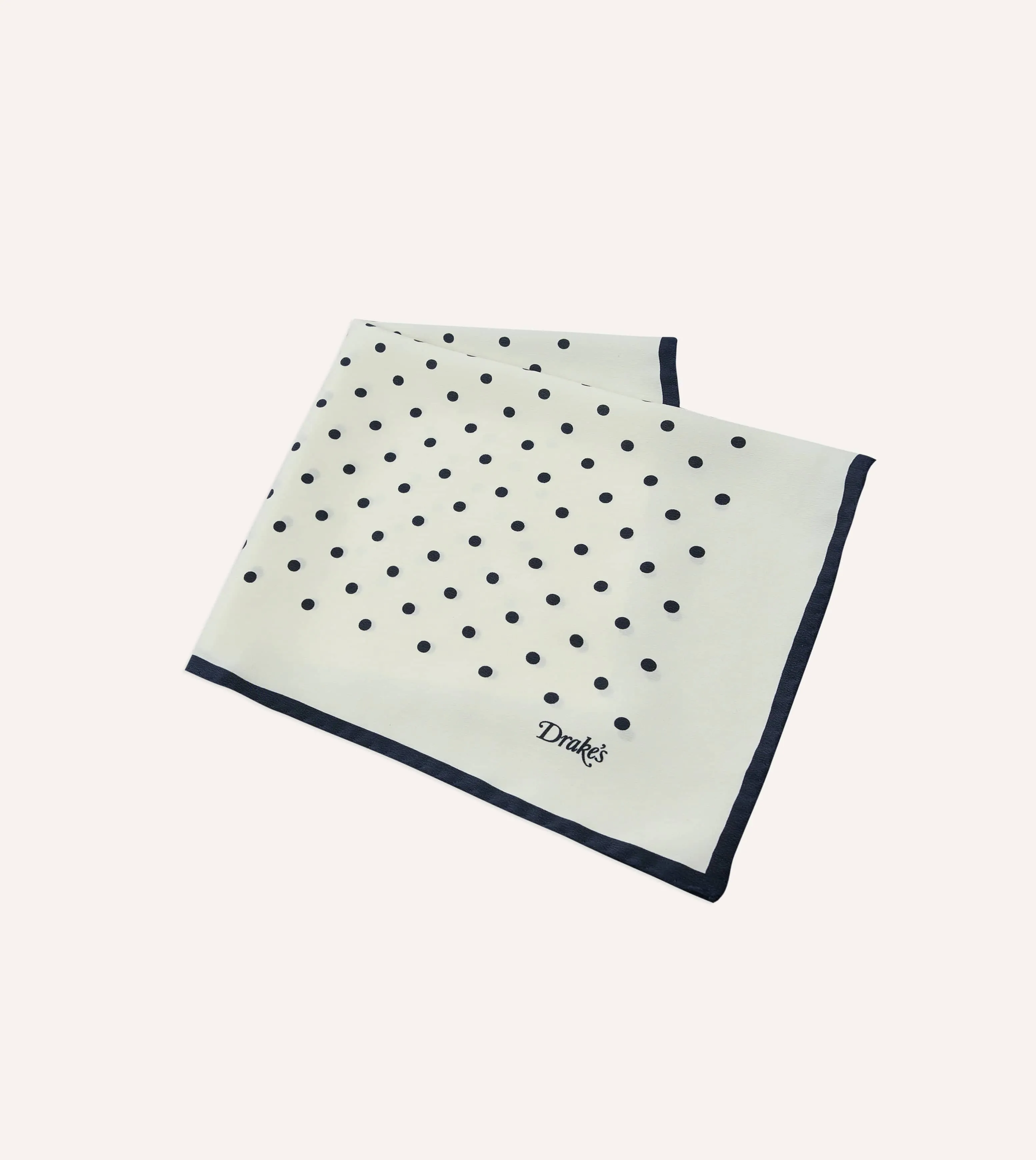 Ecru Polka Dot Print Silk Pocket Square sold by Drake's London product image thumbnail 3