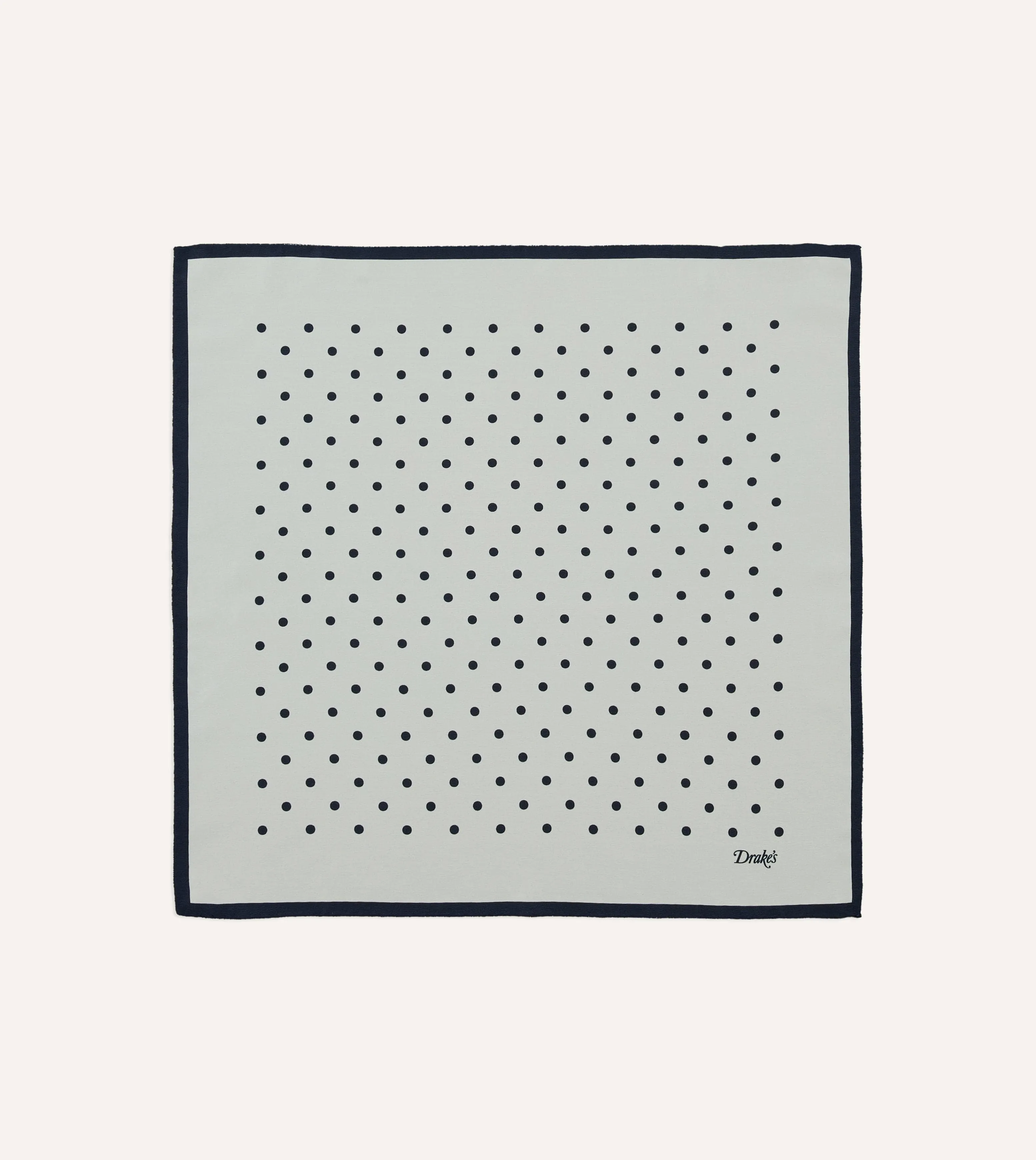 Ecru Polka Dot Print Silk Pocket Square sold by Drake's London
