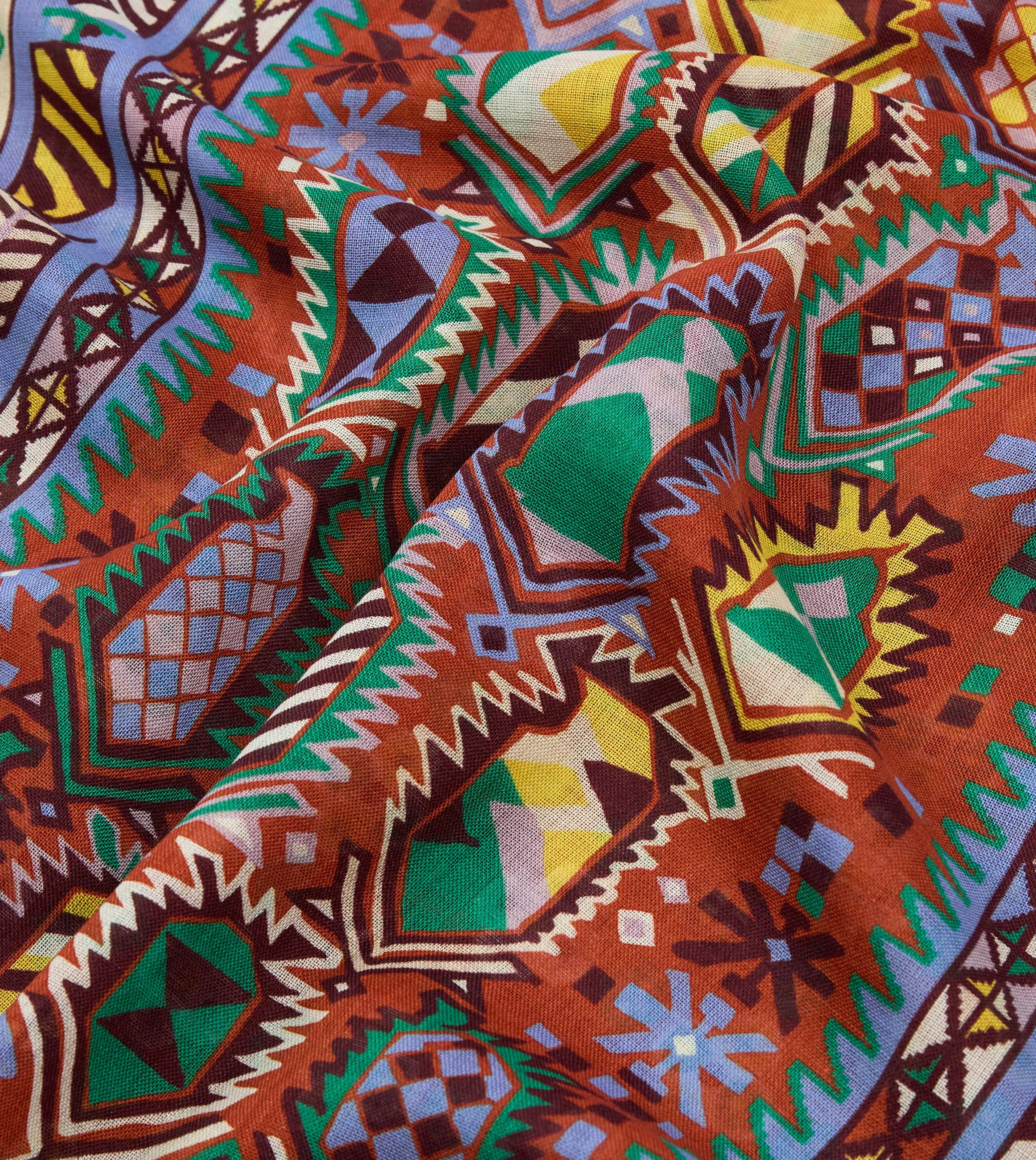 Rust Rug Print Tubular Wool-Silk Scarf sold by Drake's London product image thumbnail 2