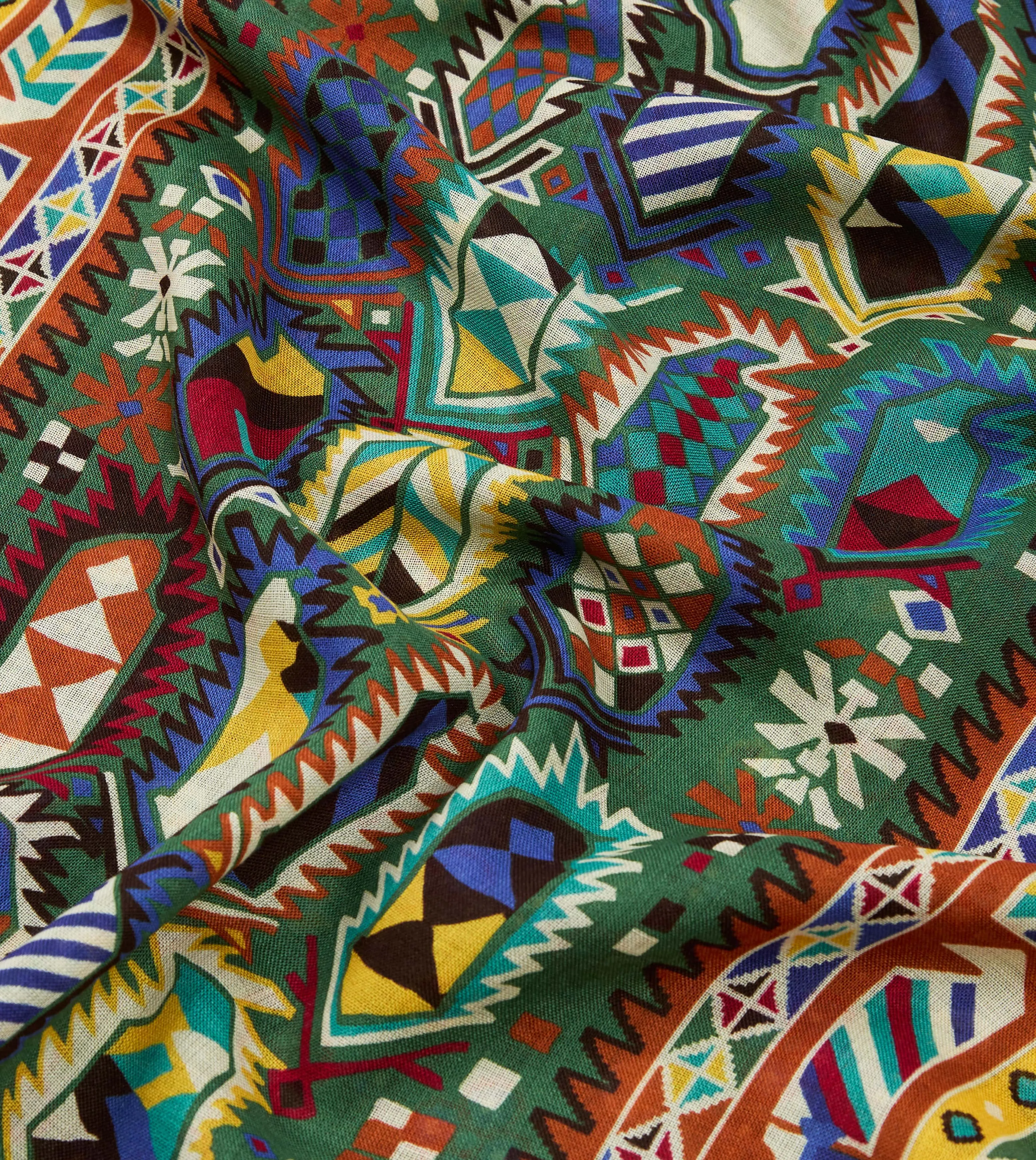 Olive Rug Print Tubular Wool-Silk Scarf sold by Drake's London product image thumbnail 2