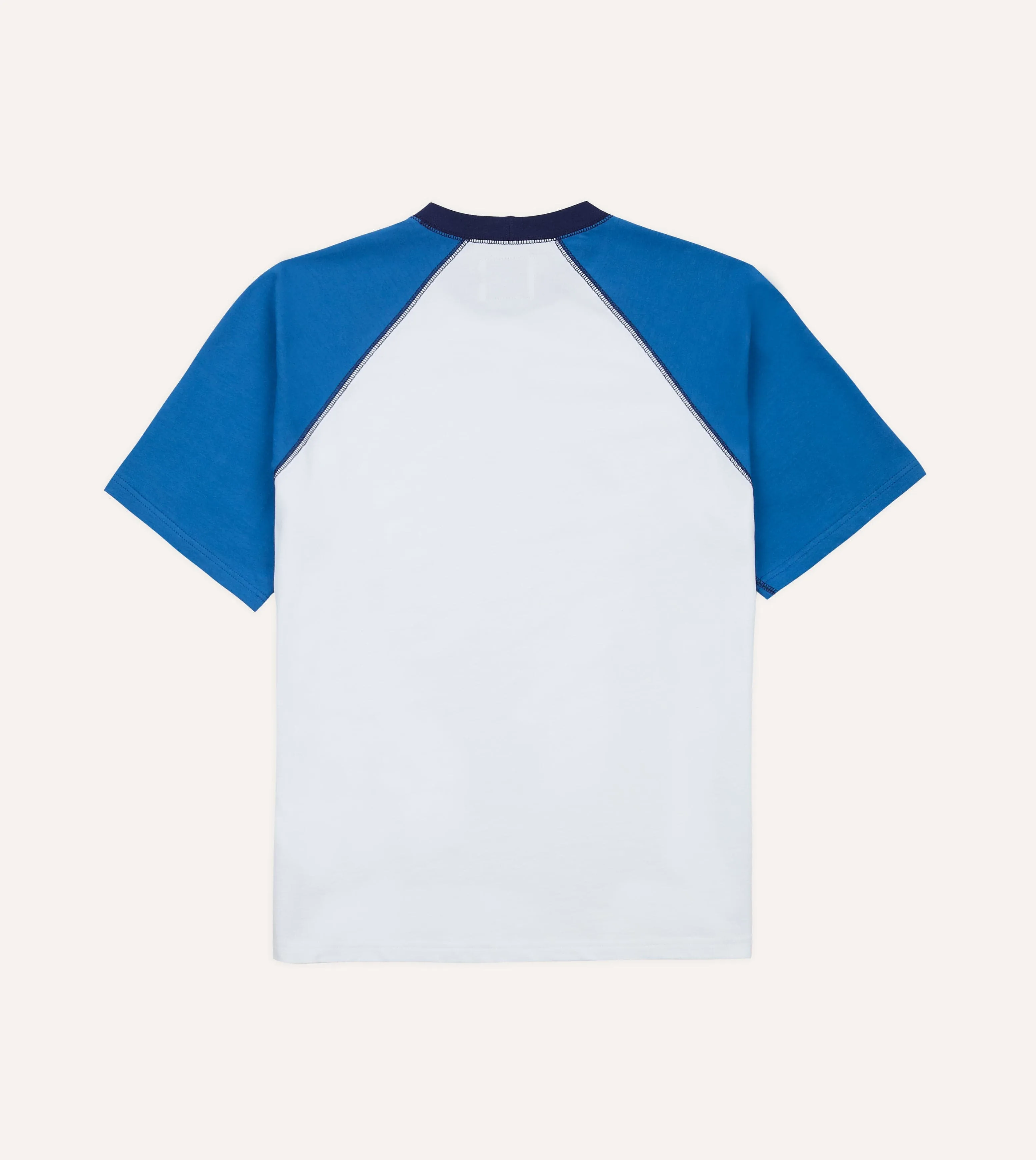 White and Blue Raglan Sleeve Hiking T-Shirt sold by Drake's London product image thumbnail 5