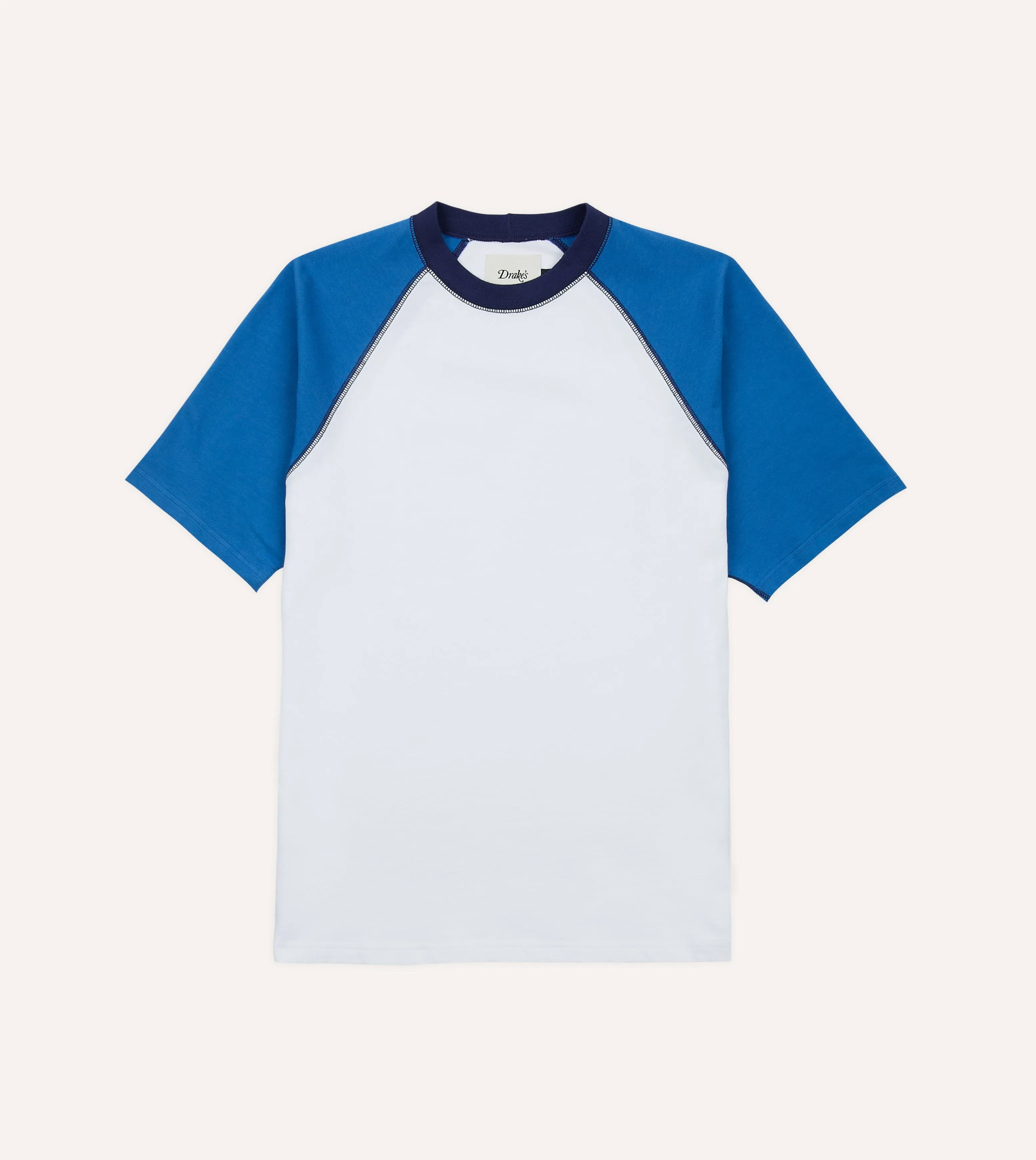White and Blue Raglan Sleeve Hiking T-Shirt sold by Drake's London product image thumbnail 2