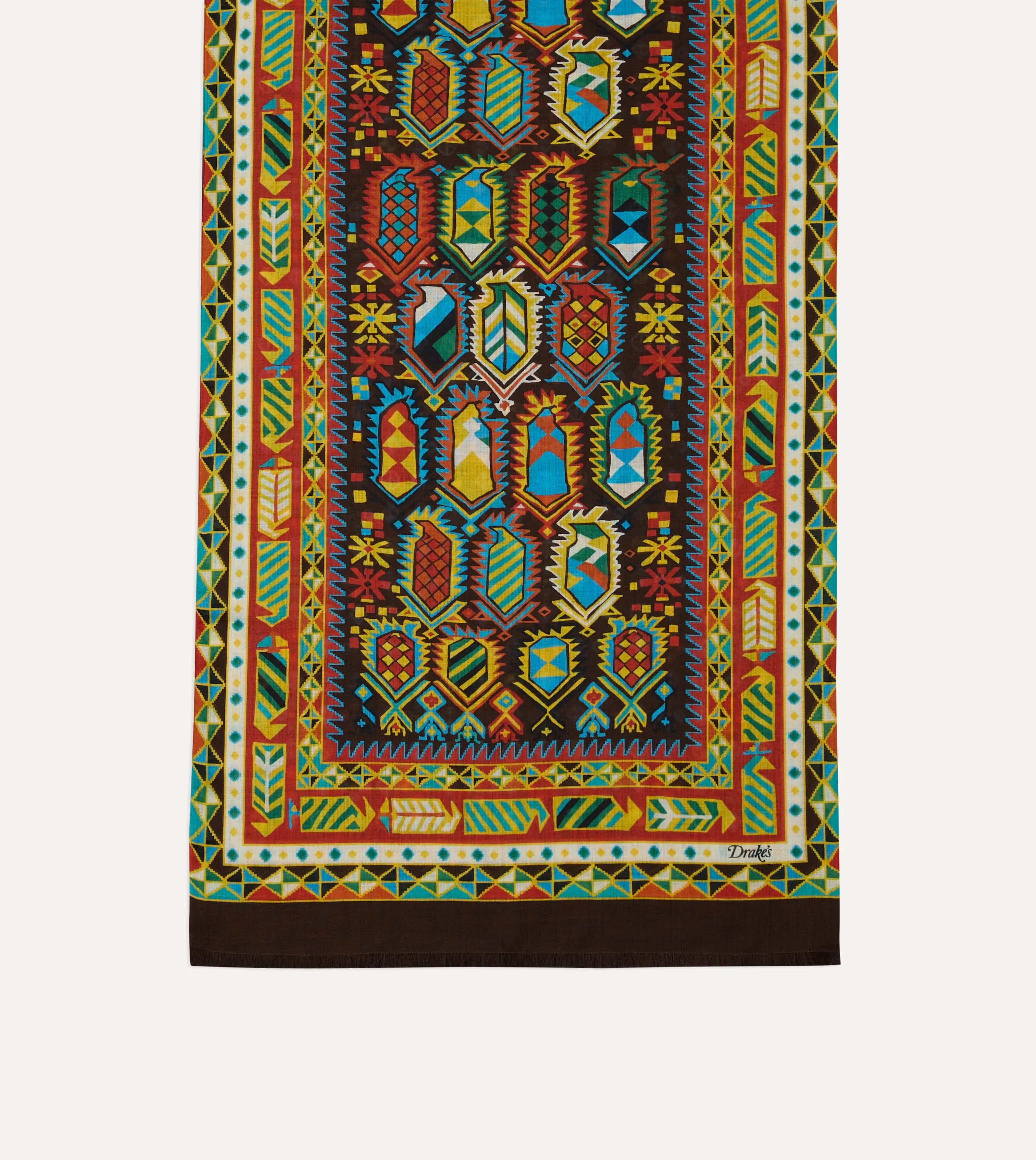 Brown Rug Print Tubular Wool-Silk Scarf sold by Drake's London product image thumbnail 4