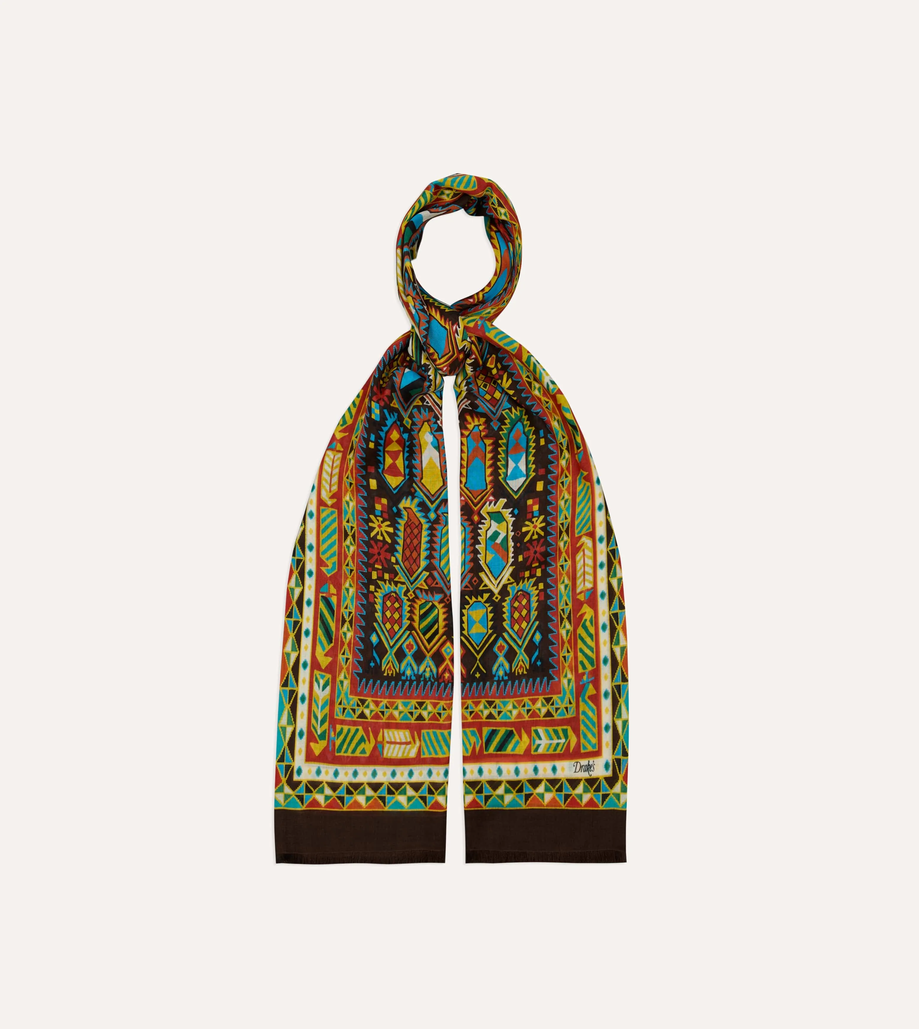 Brown Rug Print Tubular Wool-Silk Scarf sold by Drake's London product image thumbnail 3