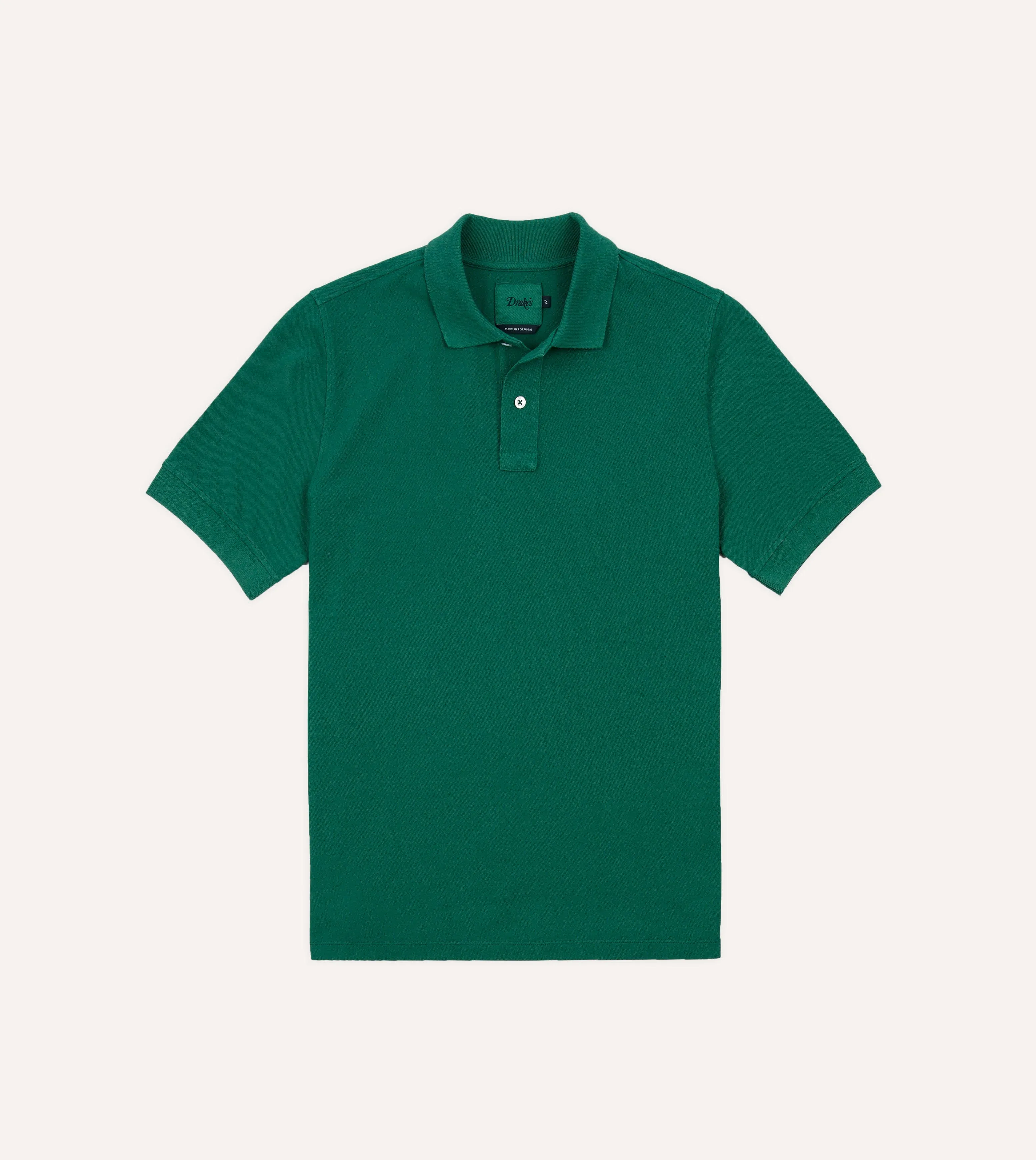 Green Piqué Cotton Polo Shirt sold by Drake's London product image thumbnail 2