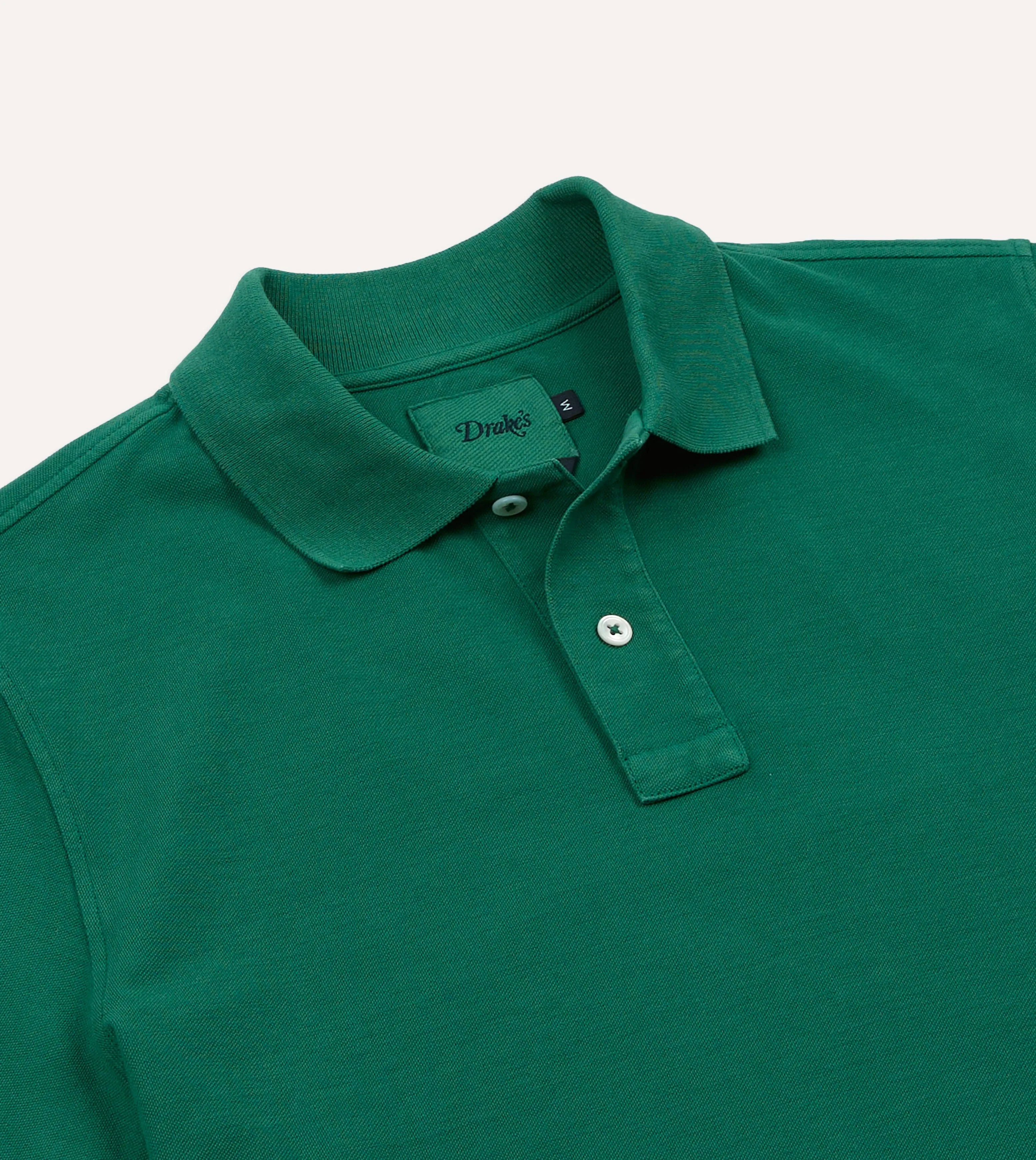 Green Piqué Cotton Polo Shirt sold by Drake's London product image thumbnail 4