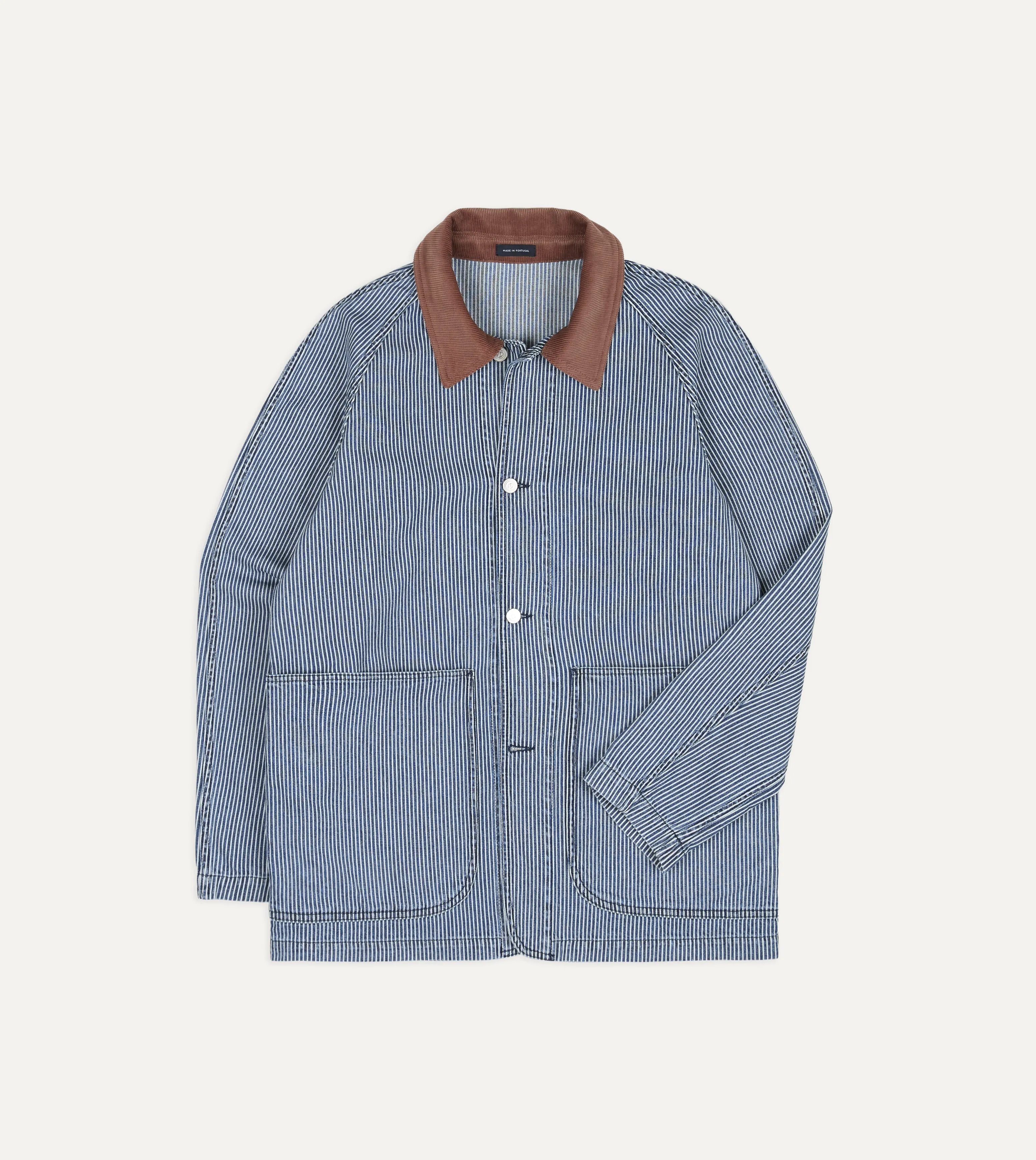 Indigo Stripe Denim Field Jacket sold by Drake's London