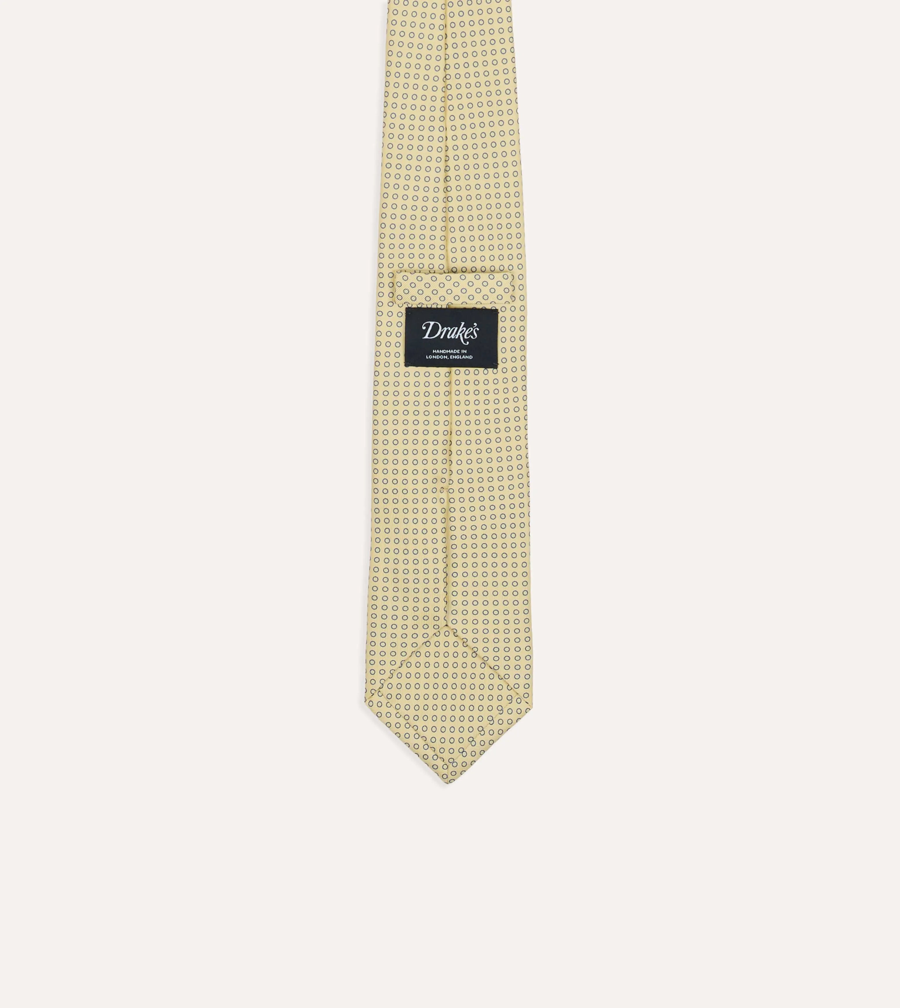 Yellow Mini Circle Print Silk Self-Tipped Tie sold by Drake's London product image thumbnail 4