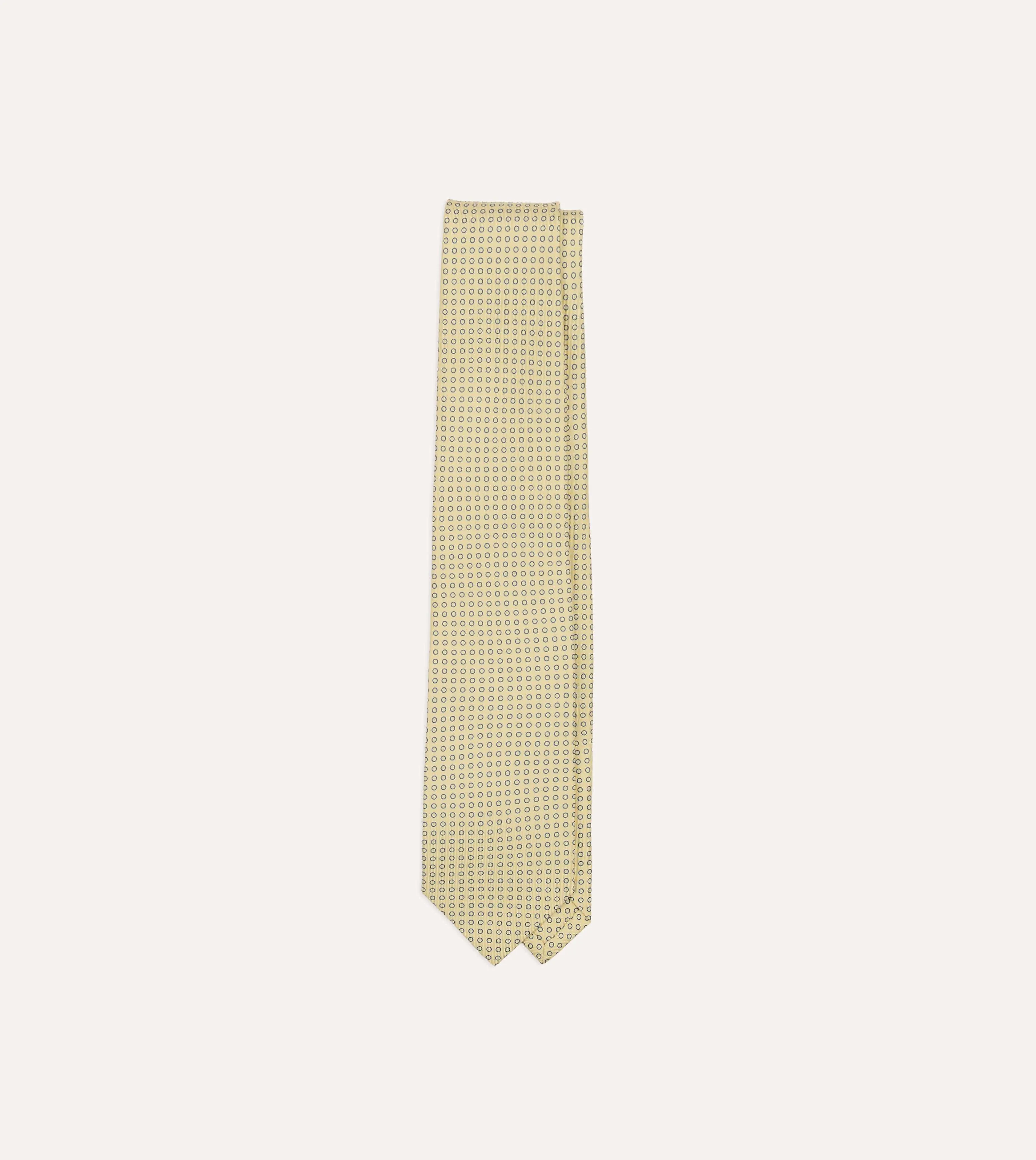 Yellow Mini Circle Print Silk Self-Tipped Tie sold by Drake's London