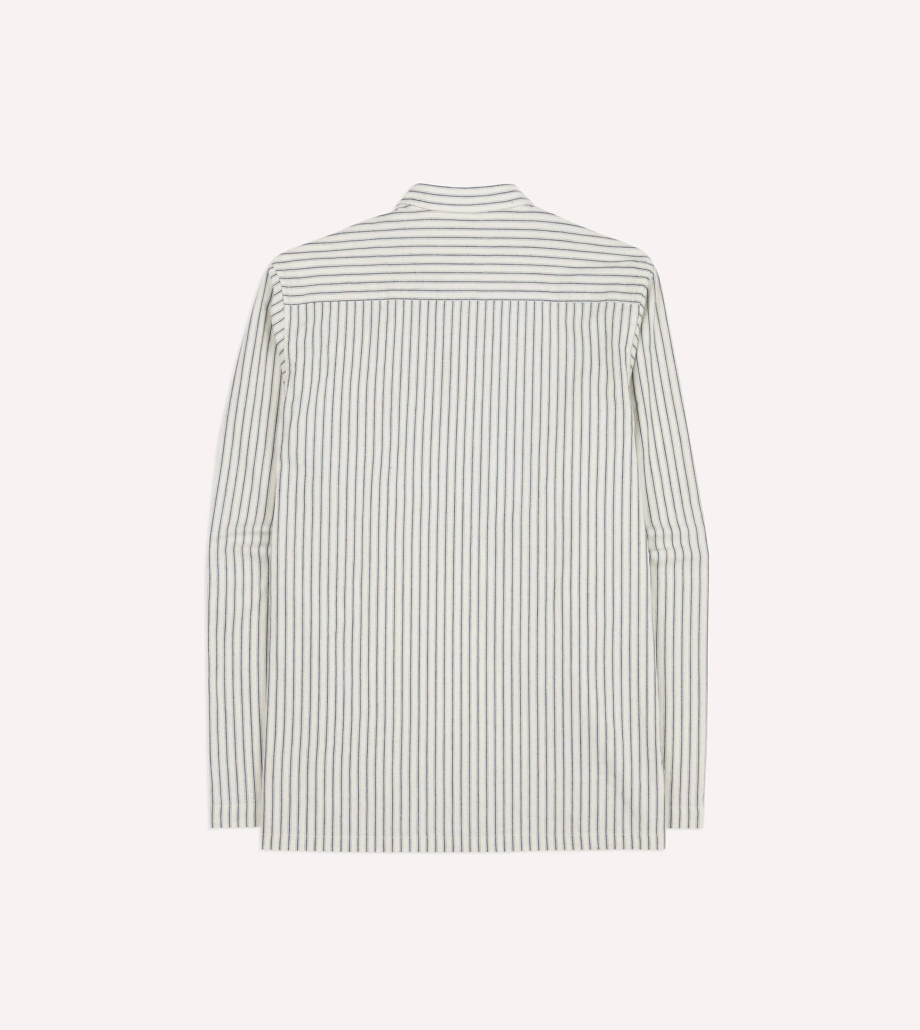 Indigo Stripe Cotton Mandarin Collar Popover Shirt sold by Drake's London product image thumbnail 5