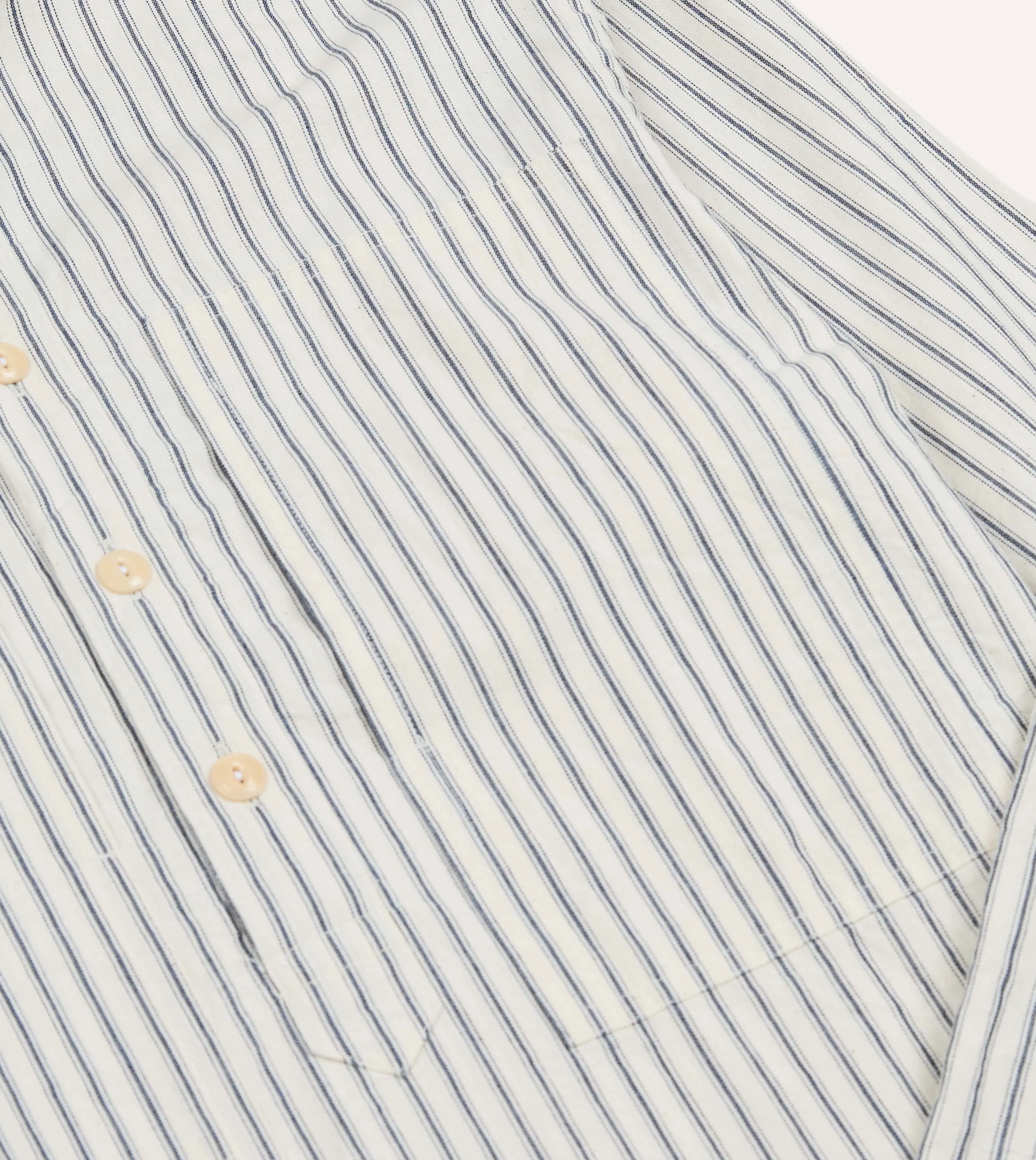 Indigo Stripe Cotton Mandarin Collar Popover Shirt sold by Drake's London product image thumbnail 3