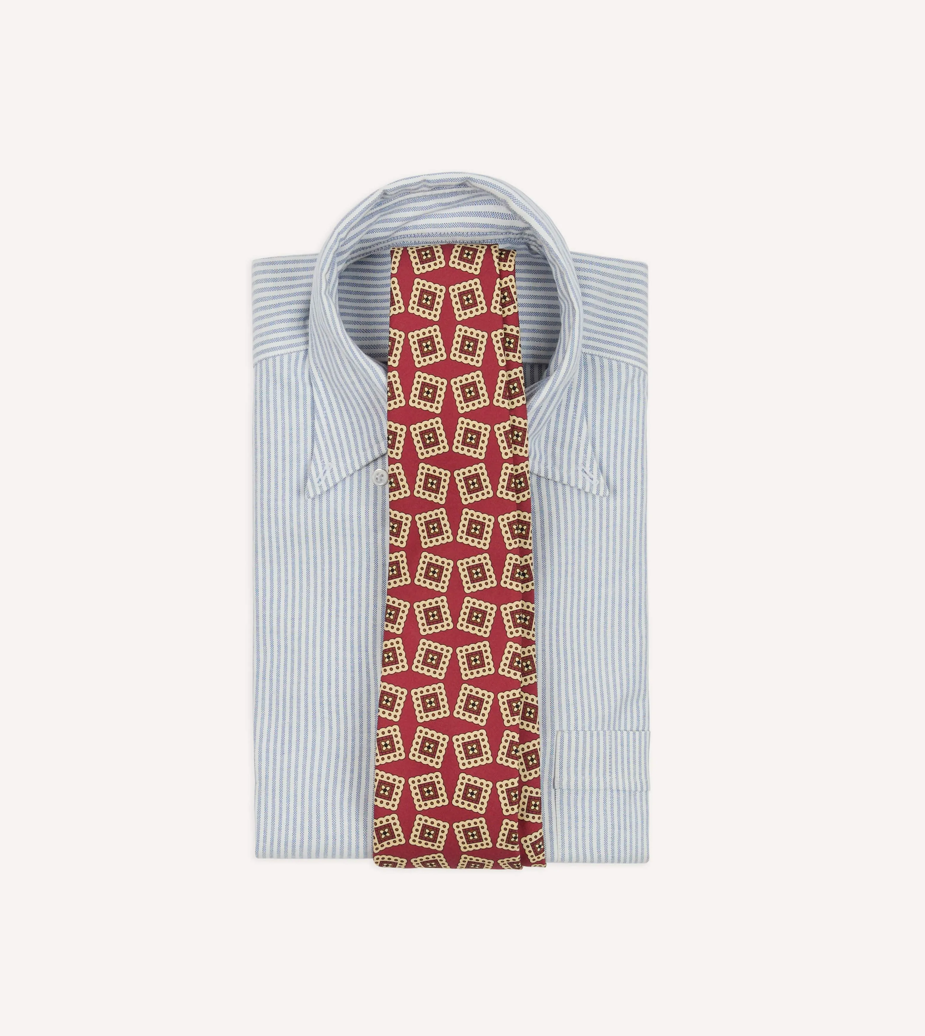 Red Jumbled Medallion Print Silk Self Tipped Tie sold by Drake's London product image thumbnail 2