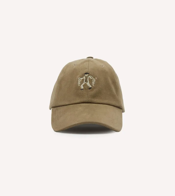 Brown 'Onion Seller' Cotton Twill Baseball Cap made by Drake's London