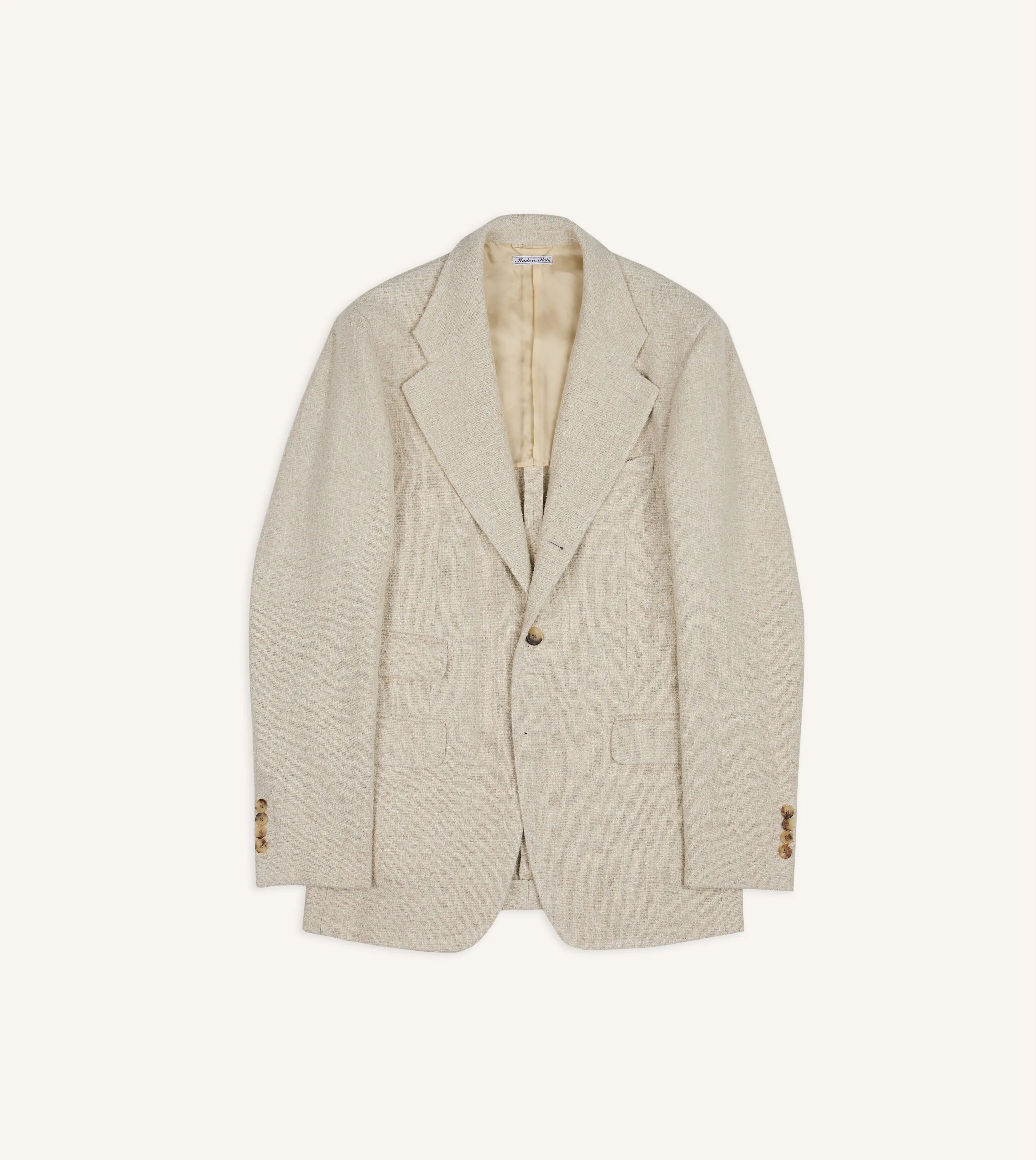 Ecru Silk-Canapa Tweed Blazer sold by Drake's London product image thumbnail 2