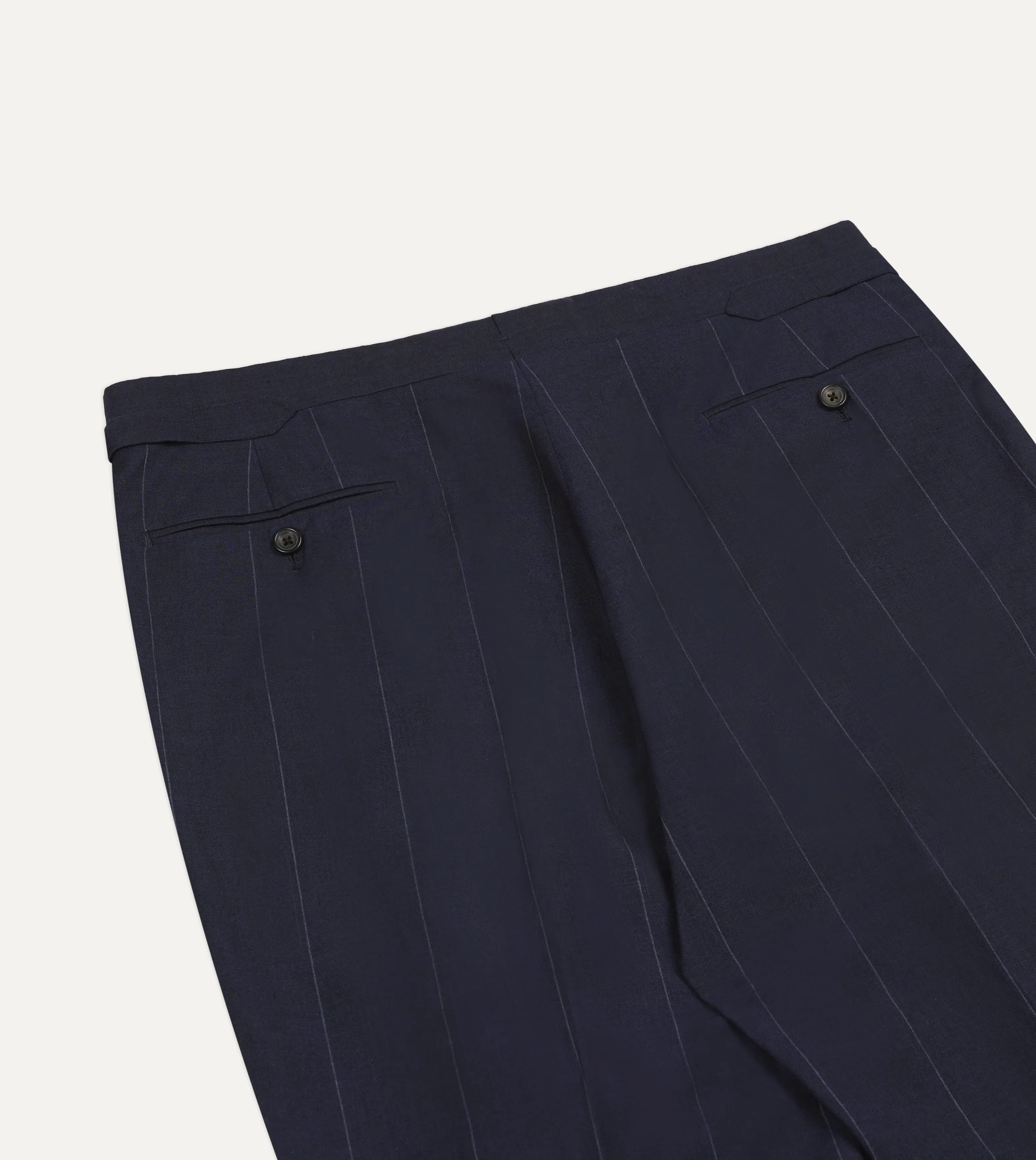 Navy Pinstripe Wool-Linen Single-Pleat Trouser sold by Drake's London product image thumbnail 5